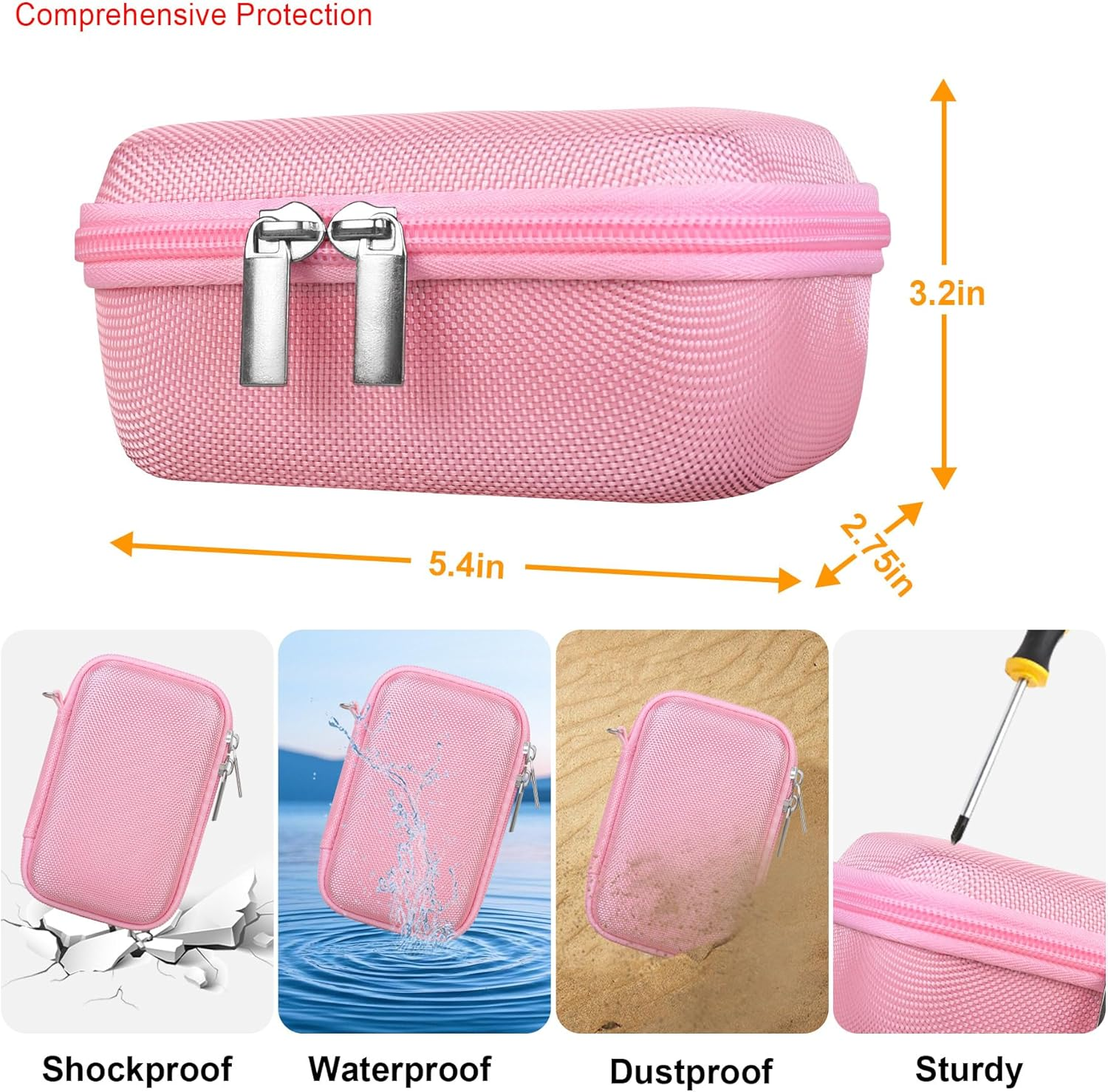 Elonbo Carrying Case for Panasonic Lumix DC-TZ99/ZS99/ LX10/ ZS60/ ZS70/ ZS80/ ZS200/ ZS100 4K Digital Camera, Vlogging Camera Travel Bag Storage Cover, Mesh Pocket Fits Battery Charger. Pink - Blue image number 2