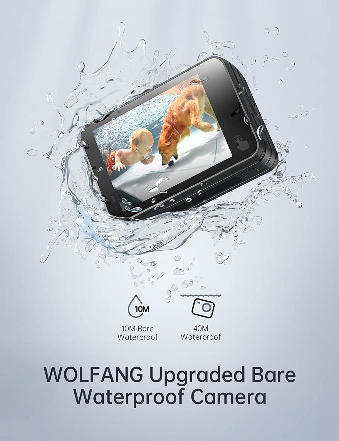 WOLFANG GA420 Action Cam 4K 60FPS Underwater Camera Wifi 10 M Waterproof without Housing 3.0 Ice Image Stabiliser Dual Screen Helmet Camera (External Microphone, 2 X 1350 Mah Batteries and Accessories image number 1