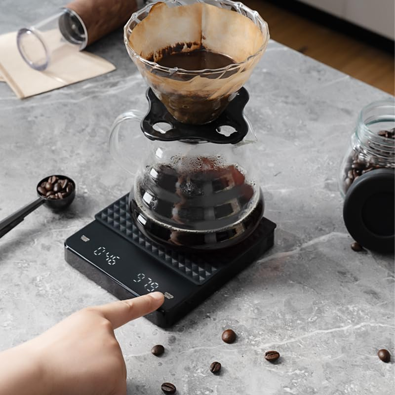 Digital Coffee Scale with Timer (3Kg/0.1G) High Precision Espresso Electronic Food Gram Scale | C Type Rechargeable with LED Touch Screen High Temperature Resistance Base Auto off | Measures Oz/Ml/G image number 6