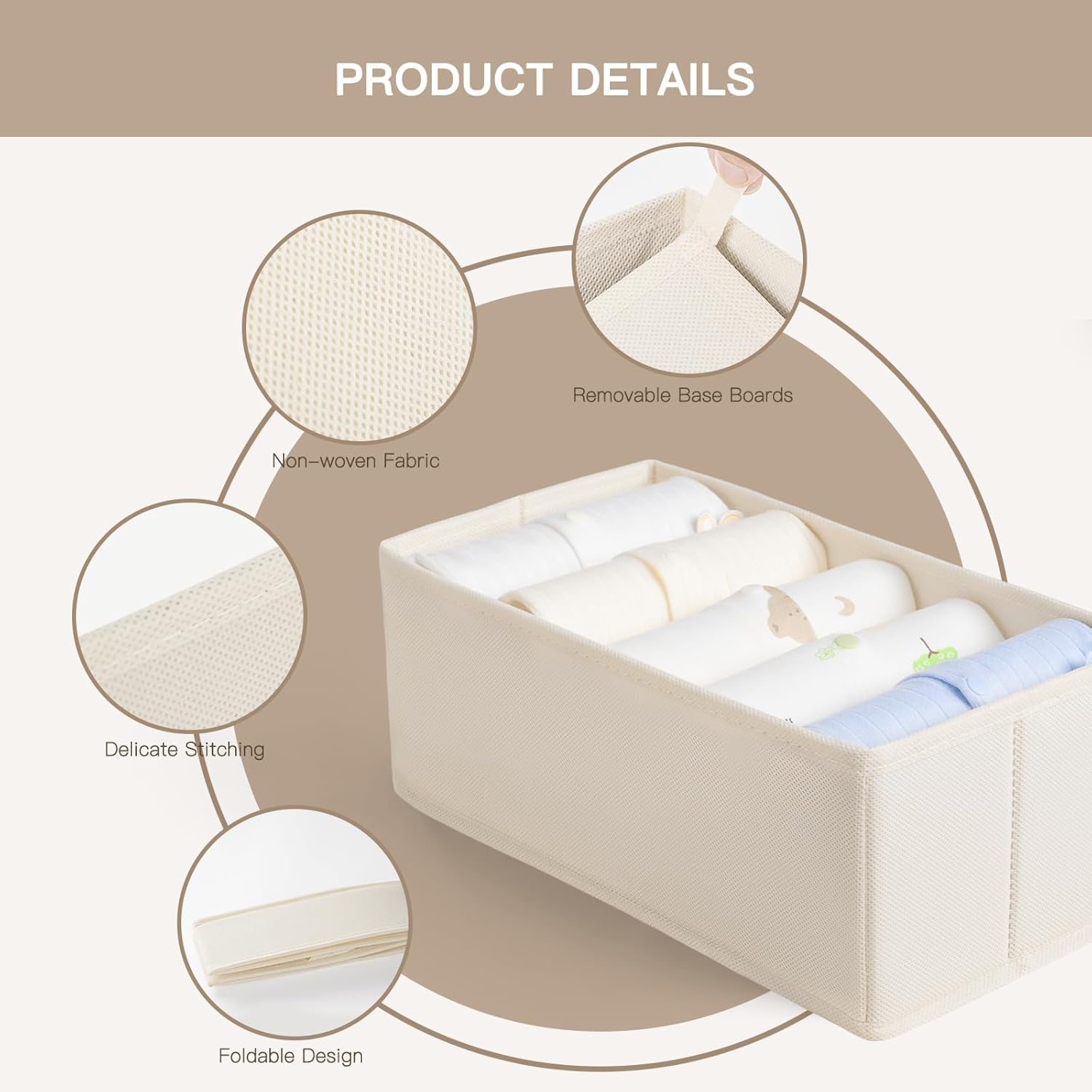 Drawer Organizer Clothes, 10 Pack Dresser Organizer for Baby Clothes, Underwear, Sock- Foldable Closet Organization and Storage Dividers Bins for Nursery, Bedroom image number 6