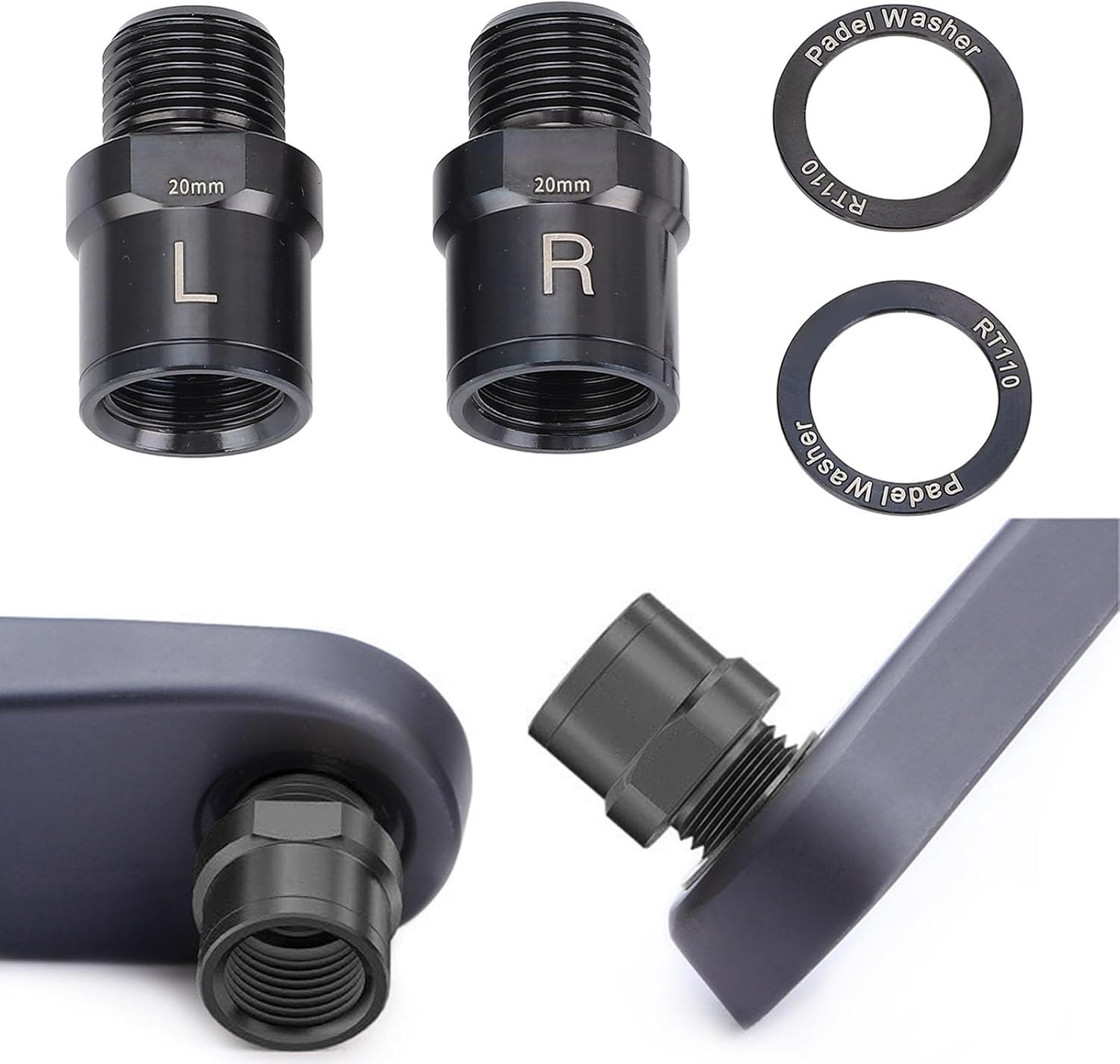 Jiawu Bike Pedal Extenders, 1 Pair Ti Alloy Bike Extended Pedal Spacer with Washers, Fits Most of 9/16" Threaded Pedals Bike, Extended 0.79Inch / 20Mm for Mountain Bike Road Bike image number 4