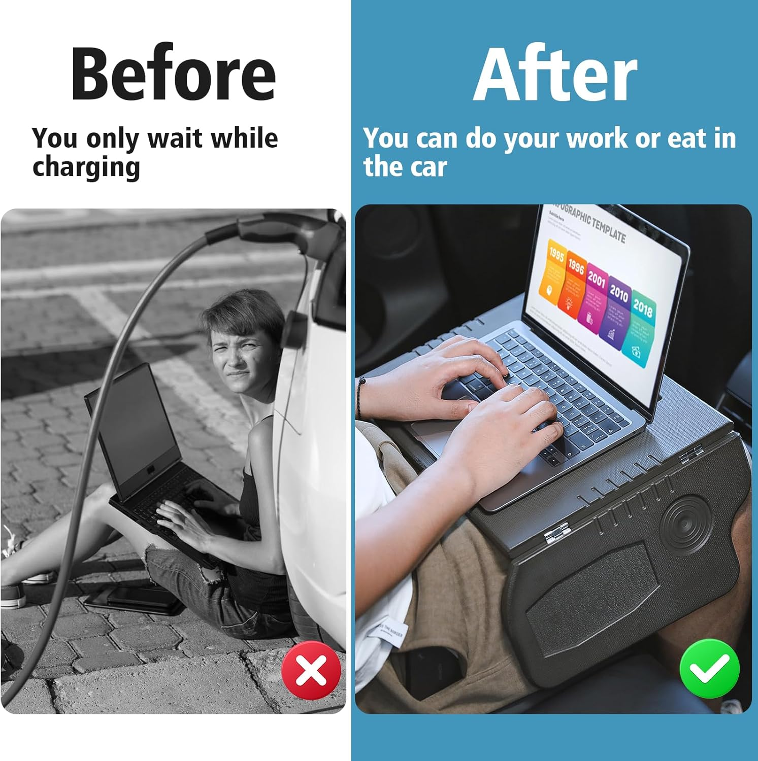 Goanywheel Car Desk Steering Wheel Tray, Foldable Car Table Tray, Steering Wheel Desk for Eating and Traveling, Upgraded Design