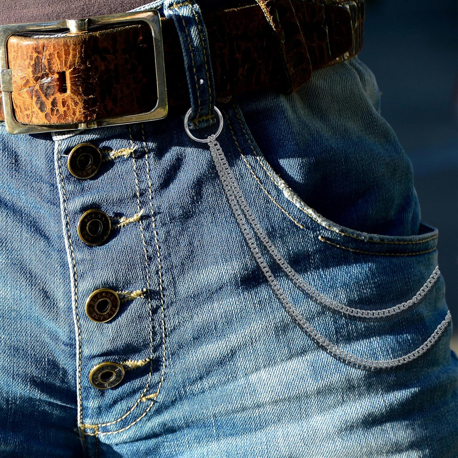 ORFOFE Punk Hip Hop Pant Chain for Men Versatile Wallet and Jeans Decoration Accessory Stylish Metal Chain Belt for Streetwear and Casual Outfits image number 5