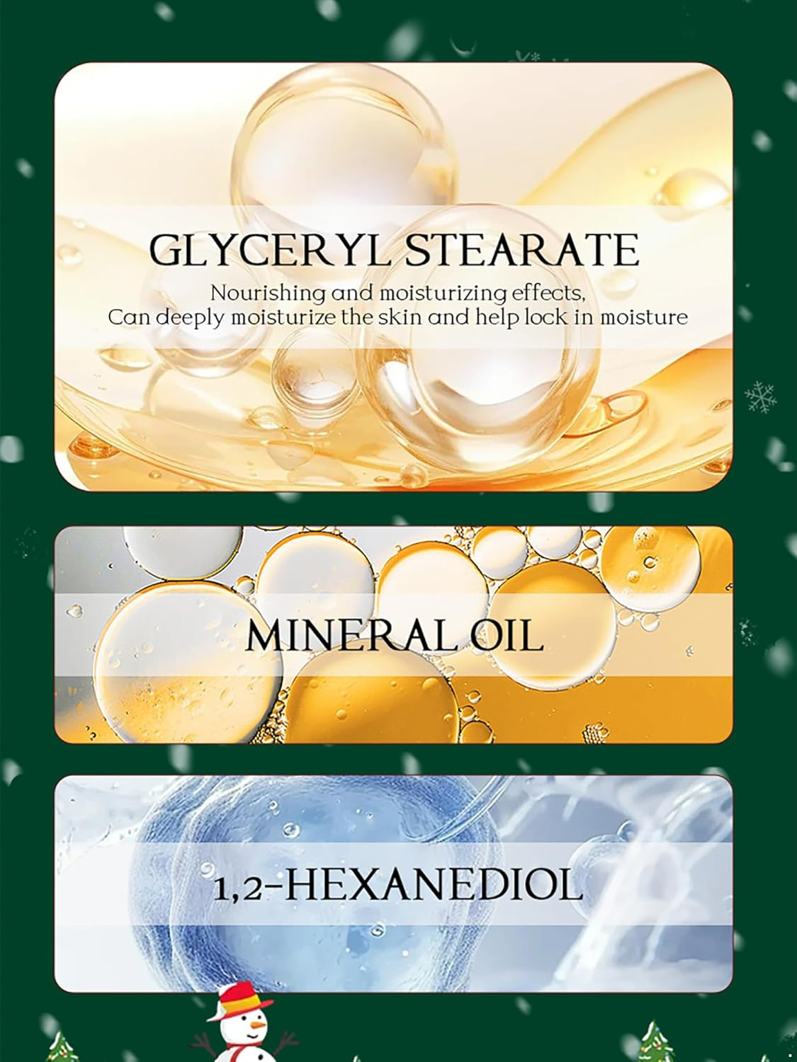 Yhong 5PCS Holiday Hand Cream Gift Set Moisturizing Lotion for Dry Skin Winter Care Travel Size Green One Size image number 5