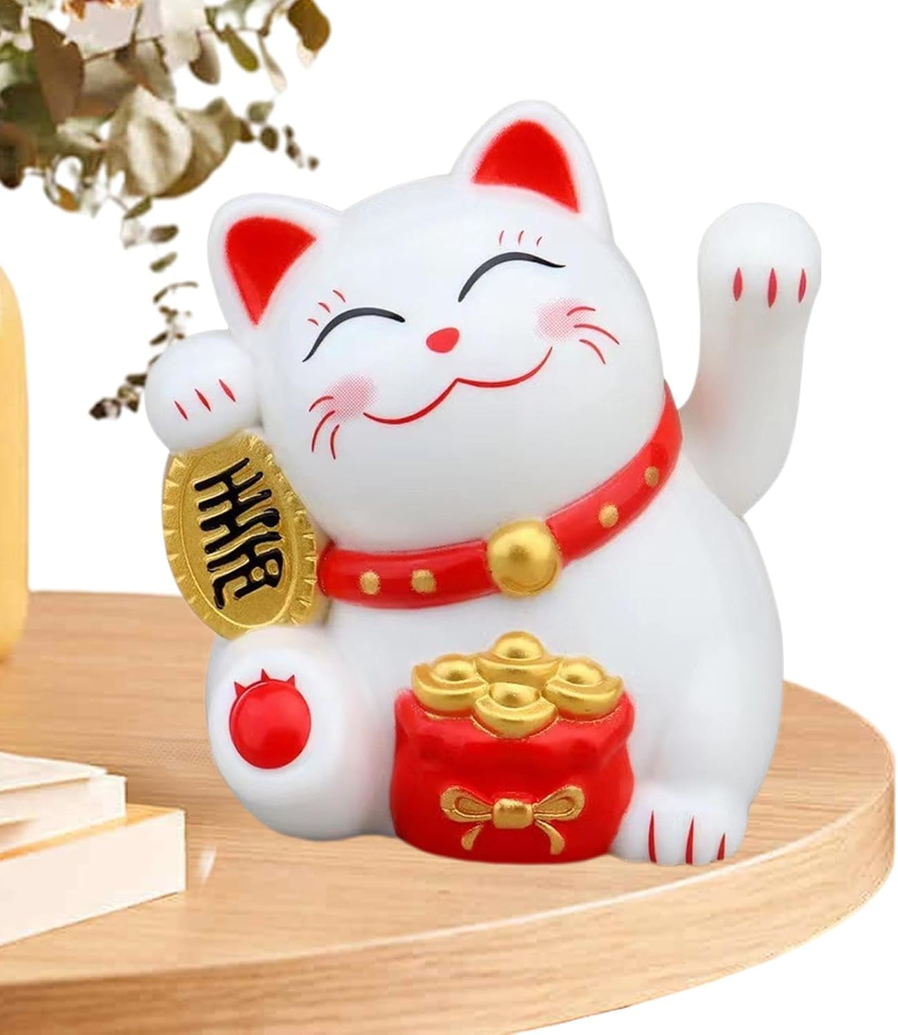 Solar Waving Lucky Cat - Solar Lucky Cat Waving Arm, Solar Powered Cute Waving Cat | Lucky Waving Wealth Cat, Vivid and Lovely Chinese Cat, Chinese Lucky Cat Decoration, Fengshui Lucky Cat