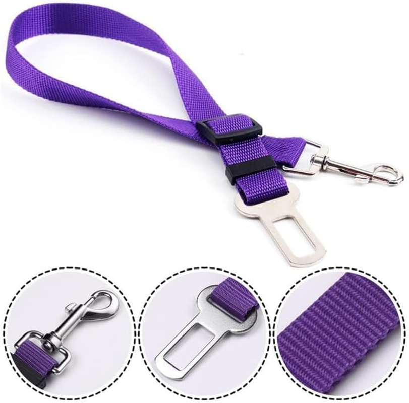Dog Seat Belt 2 Pack,Adjustable Dog Car Harness for Driving Safety，For Prevent Dogs from Jumping Out of Windows Car Restraint Pet Accessories for Dogs (Purple, 70 * 2.5CM) image number 5