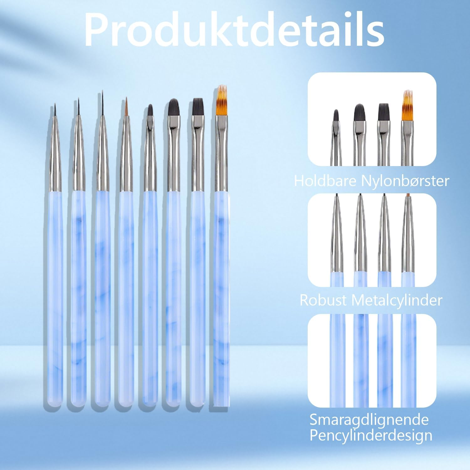 8 Piece Nail Brush, Brush for Gel Nails Set, Nail Design Gel Brush, Dotting Painting, Line Pen, Acrylic Brush Fineliner for DIY Nail Art Design image number 3