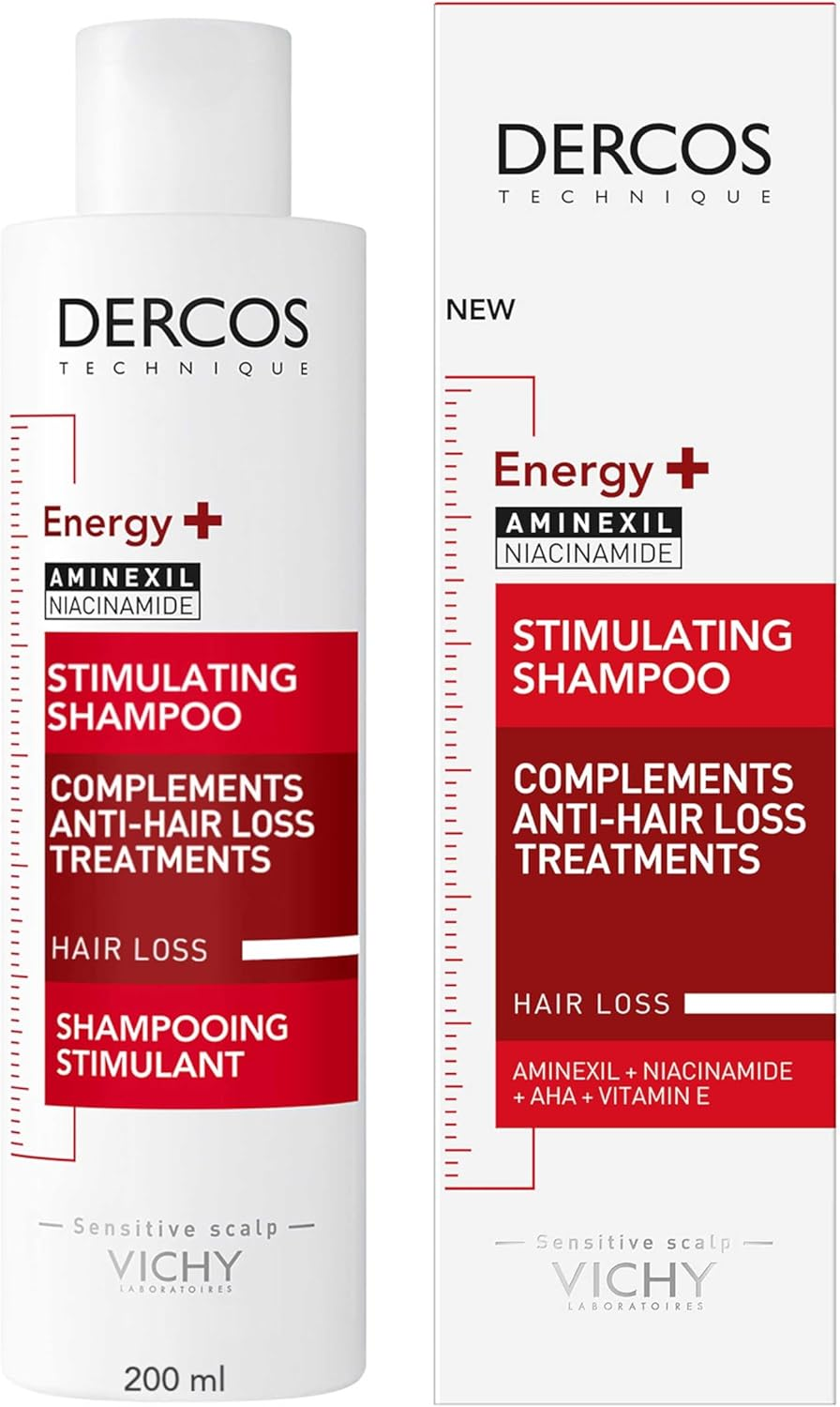 Vichy Dercos Stimulating Shampoo Complements anti Hair Loss Treatments 200Ml, for Thinning Hair, Hypoallergenic Formula Tested on Sensitive Scalp, Energy plus Aminexil + Niacinamide + Amino Acid + Ceramides image number 1