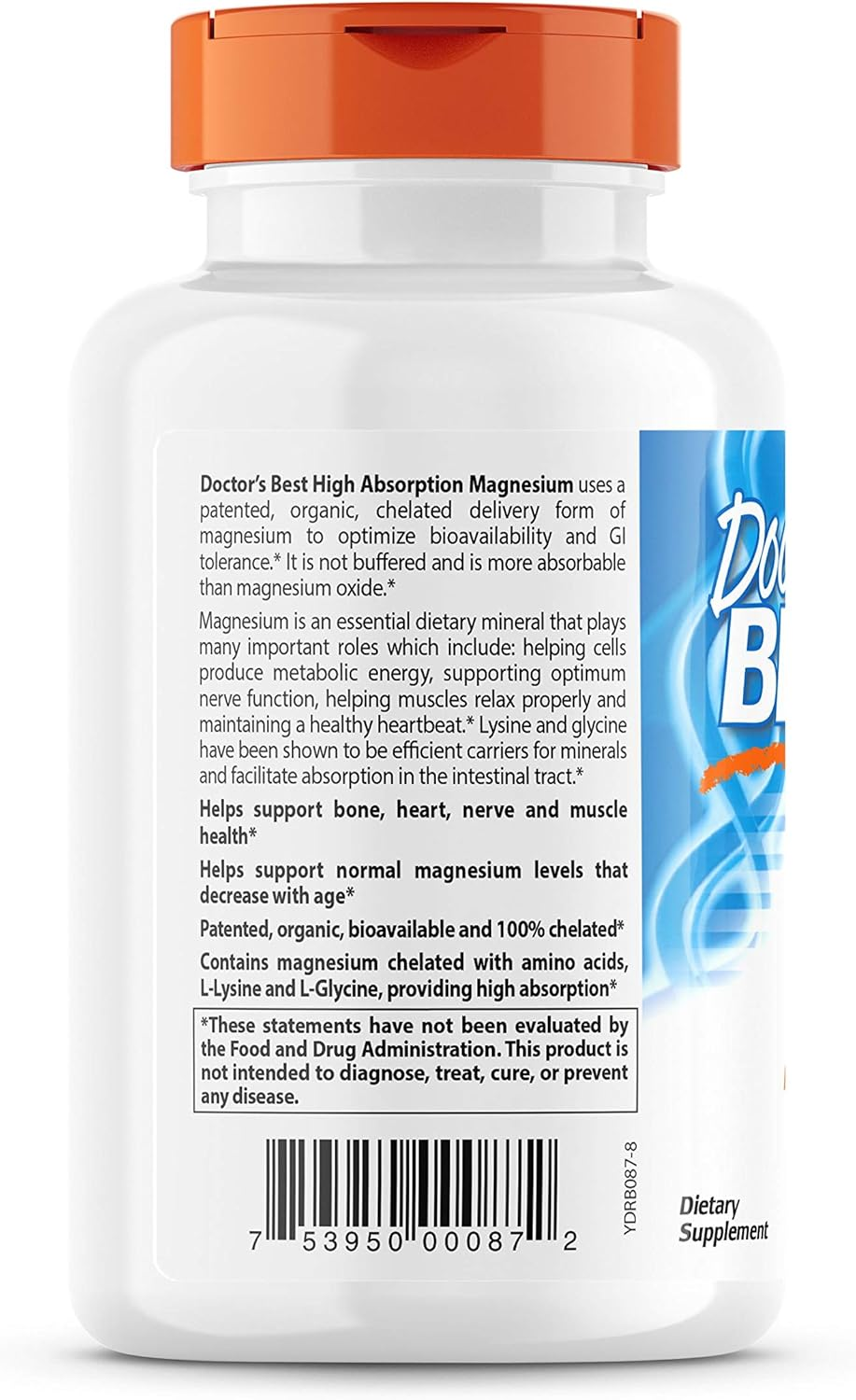Doctor'S Best - High Absorption 100% Chelated Magnesium 100 Mg. - 240 Tablets image number 1
