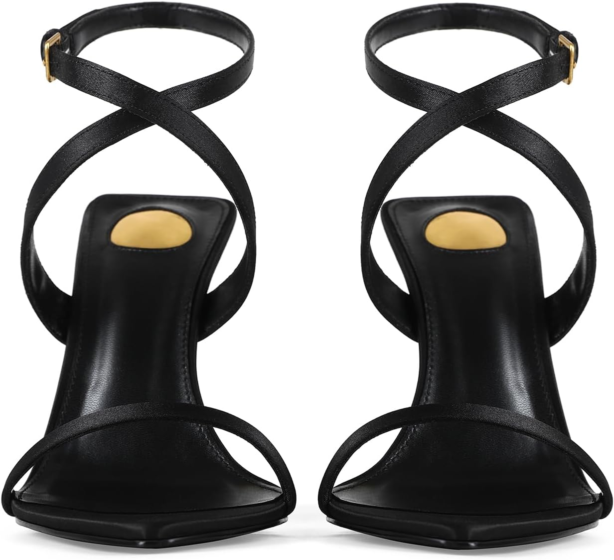 Wedge Sandals for Women Strappy Wedge Heels Pointed Open Toe Heeled Sandals Buckle Ankle Strap Heels Sexy Wedding Dress Shoes image number 5