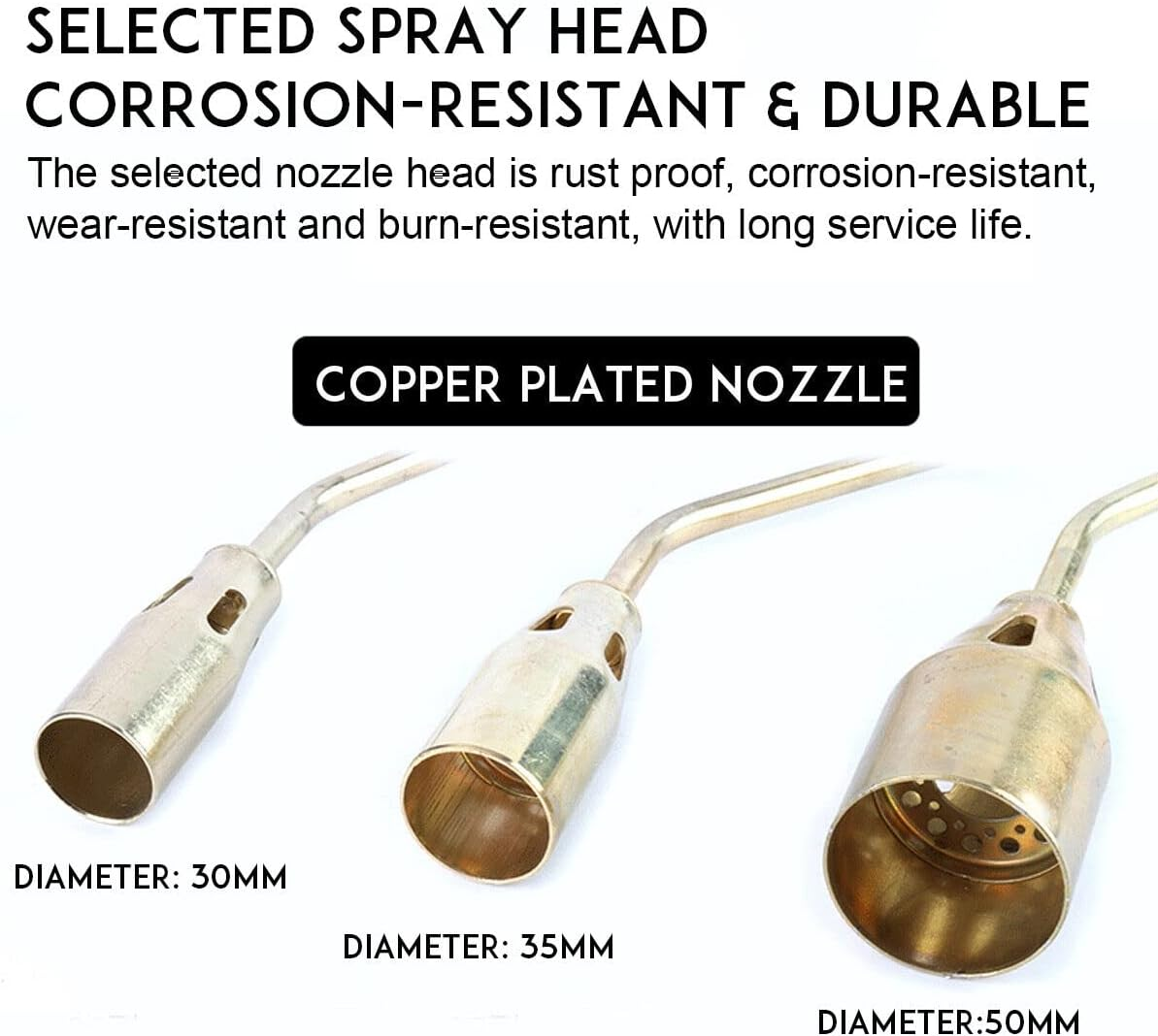 3 Nozzles Propane Butane Torch Weed Burner Weed Torch Gas Blow Torch Head for Burning Weed, Roof Insulation and Roads Paint Removal (Propane Butane Not Included)