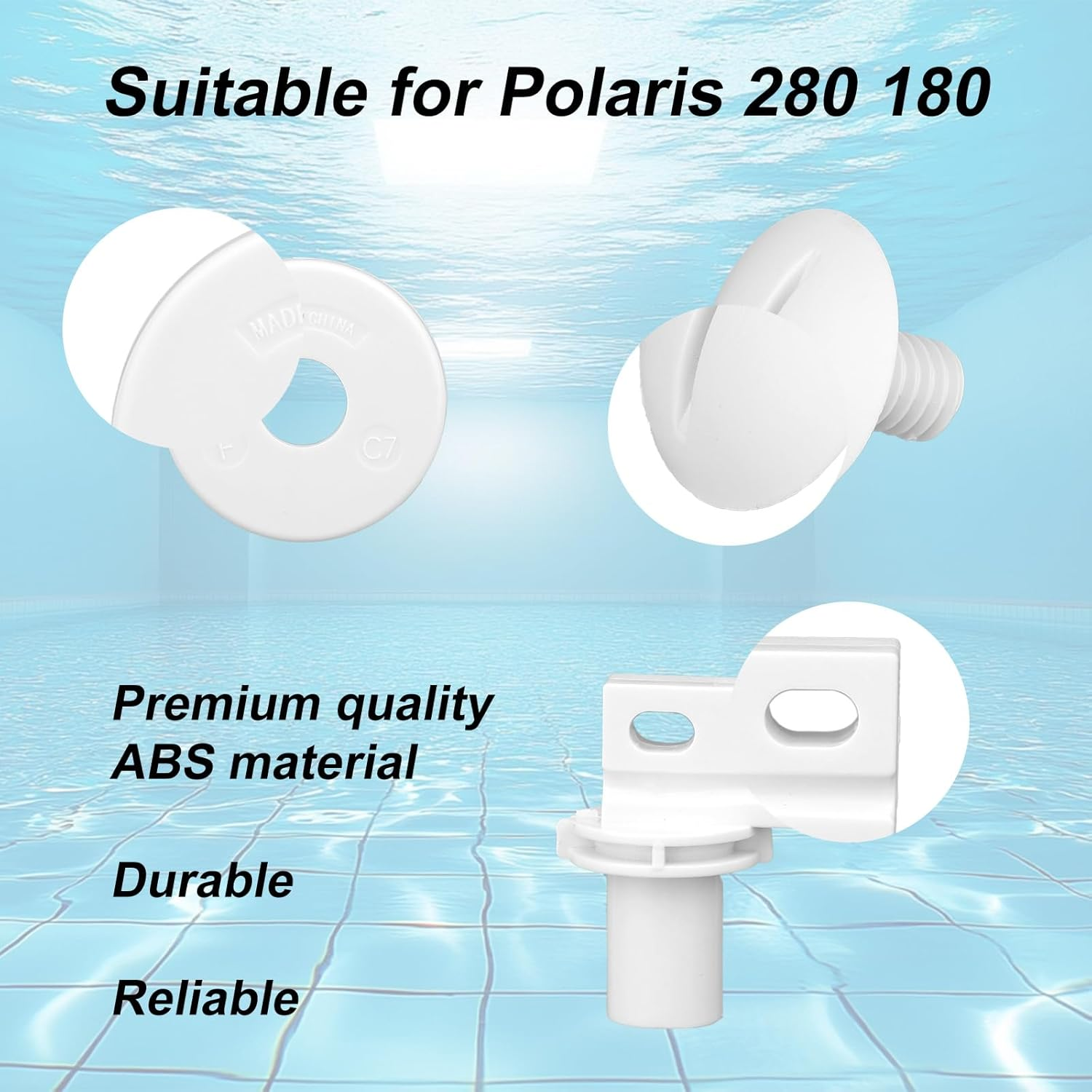 Lasuroa 6Pcs Pool Cleaner Rebuild Kit, Pool Cleaner Replacement Parts Compatible with Polaris 280 & 180 Smooth Rotation Including 2Pcs Rear Wheel Axle C65 2 Wheel Screw C55 and Washer C64 (White) image number 4