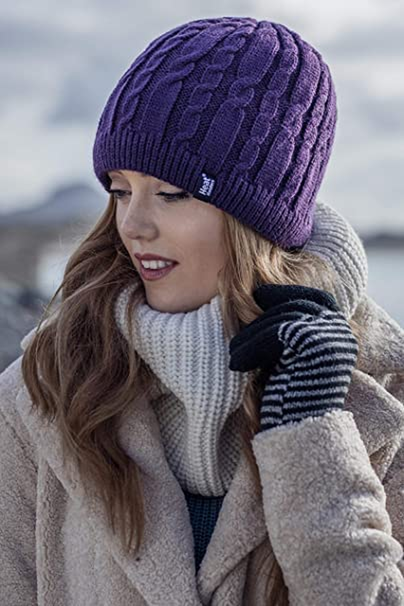 HEAT HOLDERS | Sockshop | Ladies Alesund Cable Knit Thermal Hat Beanie | Winter Warm and Stylish | One Size Fits Most image number 2