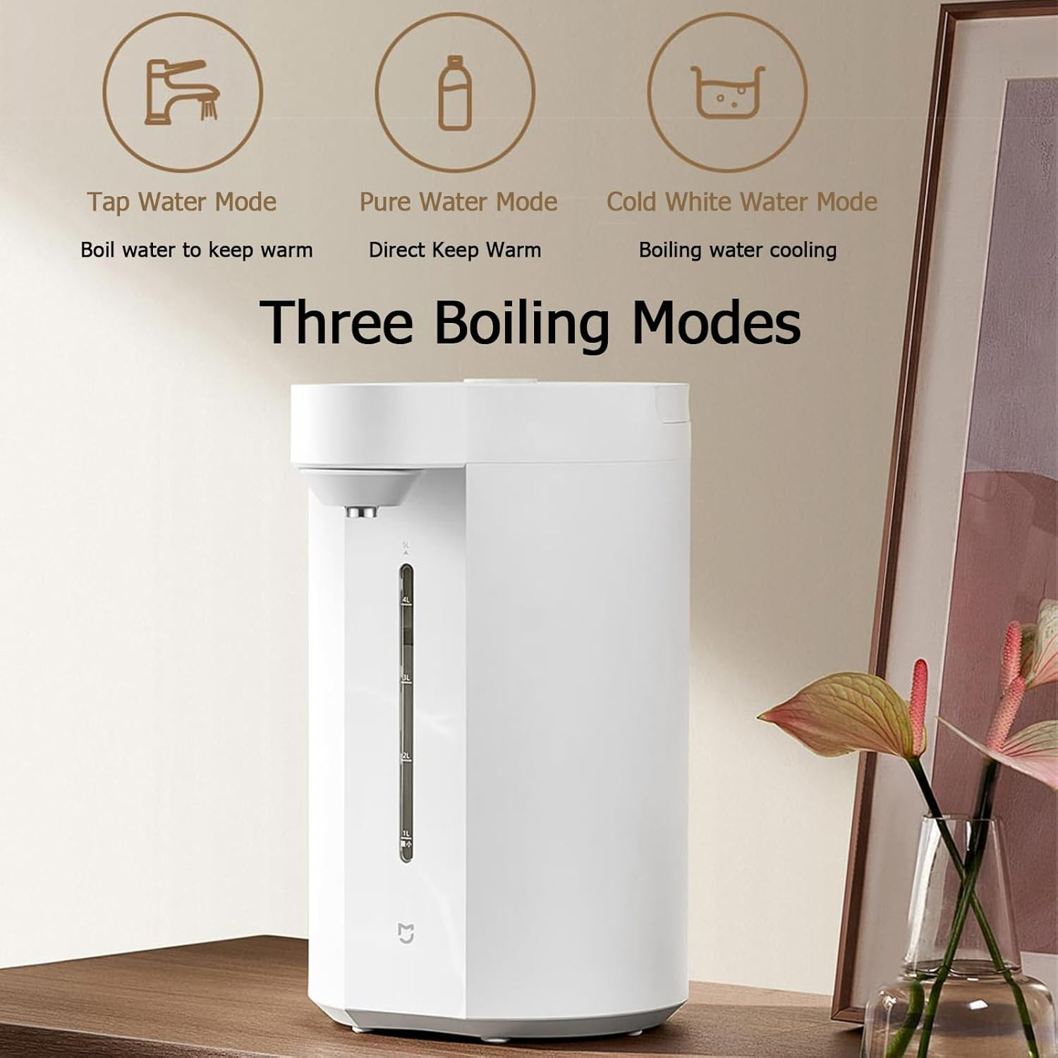 New Xiao MI MIJIA Hot Water Dispenser, 5L Electric Hot Water Urn Pot Dispenser, 40-90℃ Adjustable Temperatures, 316 Stainless Steel Countertop Water Heater, for Tea, Coffee, Baby Formula, 1600W image number 2