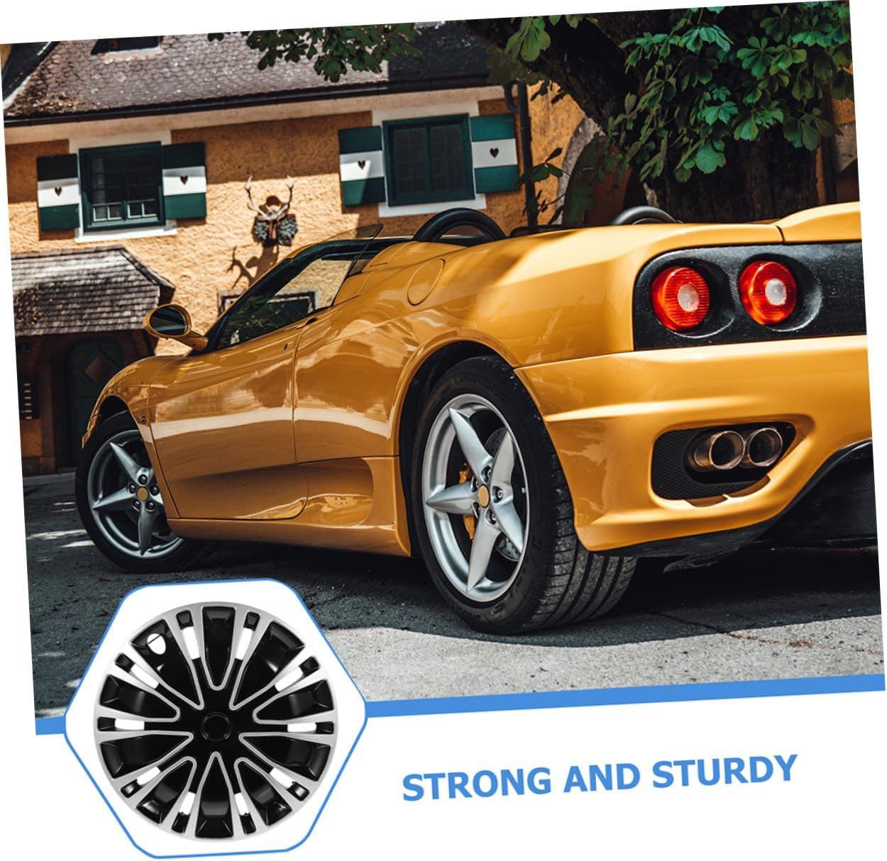 EXAOMBLE Universal 14-Inch Wheel Rim Cover Hubcap Car Wheel Hub Caps Silver Black Steel Alloy Covers for Vehicle Rim Protection and Exterior Decoration image number 3