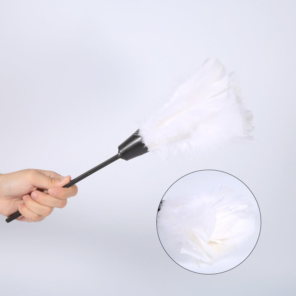 Uadme Duster with Turkey Feathers, White, Soft Turkey Feather Dust Brush with Black Handle, Cleaning Tools for Home Furniture and Cars image number 1