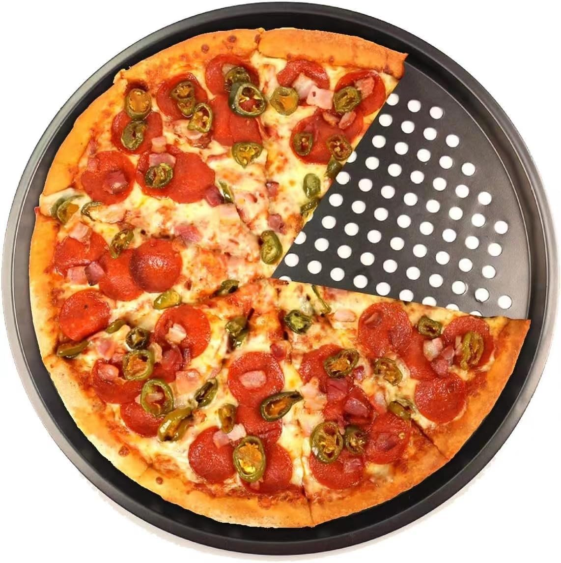 3Pcs Pizza Trays for Oven Non Stick with Holes,For Oven,Carbon Steel Pizza Pan with Holes for Baking Pizza,Oven and Dishwasher Safe(Inside Diameter 30CM/28CM/24.5CM) image number 3