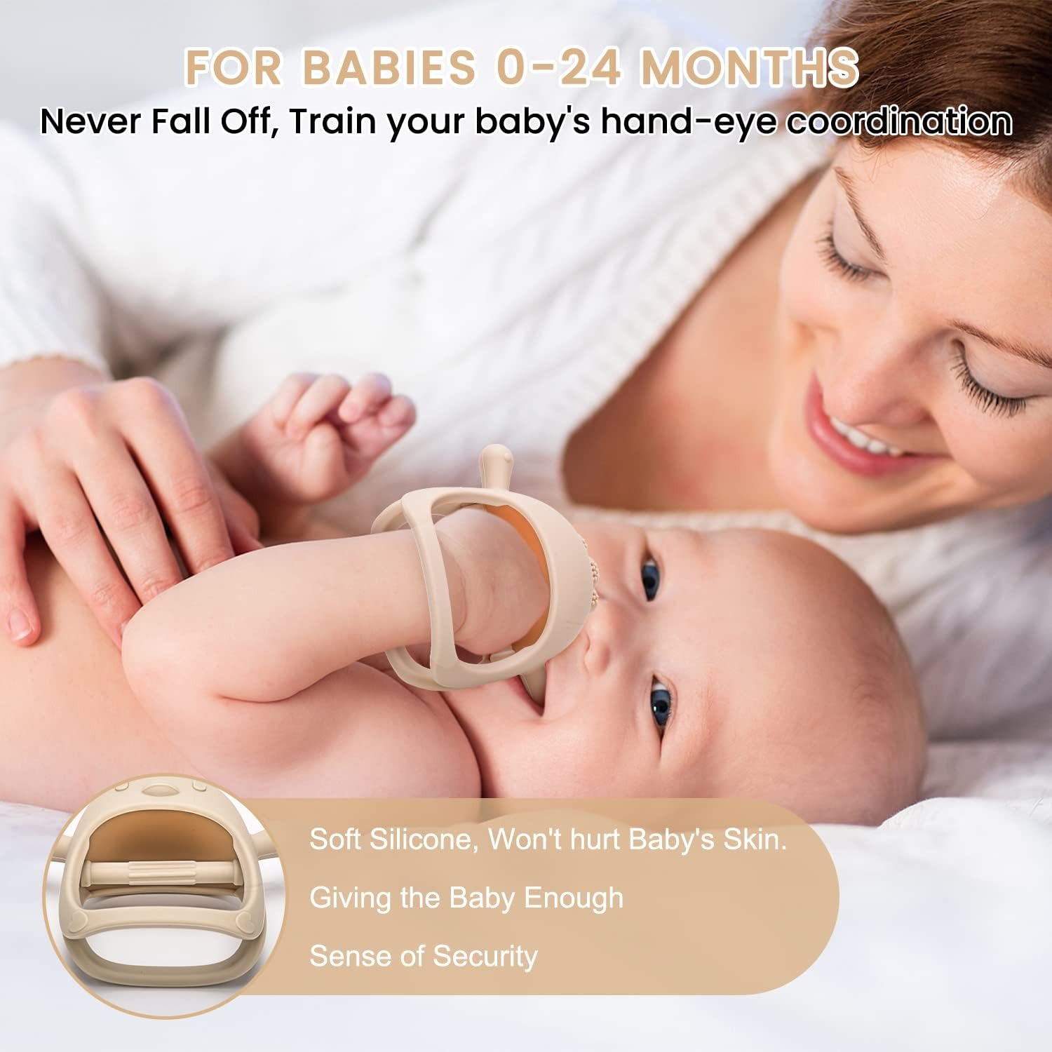 MISSLILI 2Pcs Baby Teething Toy for Infants 3+ Months, BPA Free Anti-Drop Silicone Chick Mitten Teether Toy for Soothing Sore Gums, Baby Chew Toys for Sucking Needs image number 3