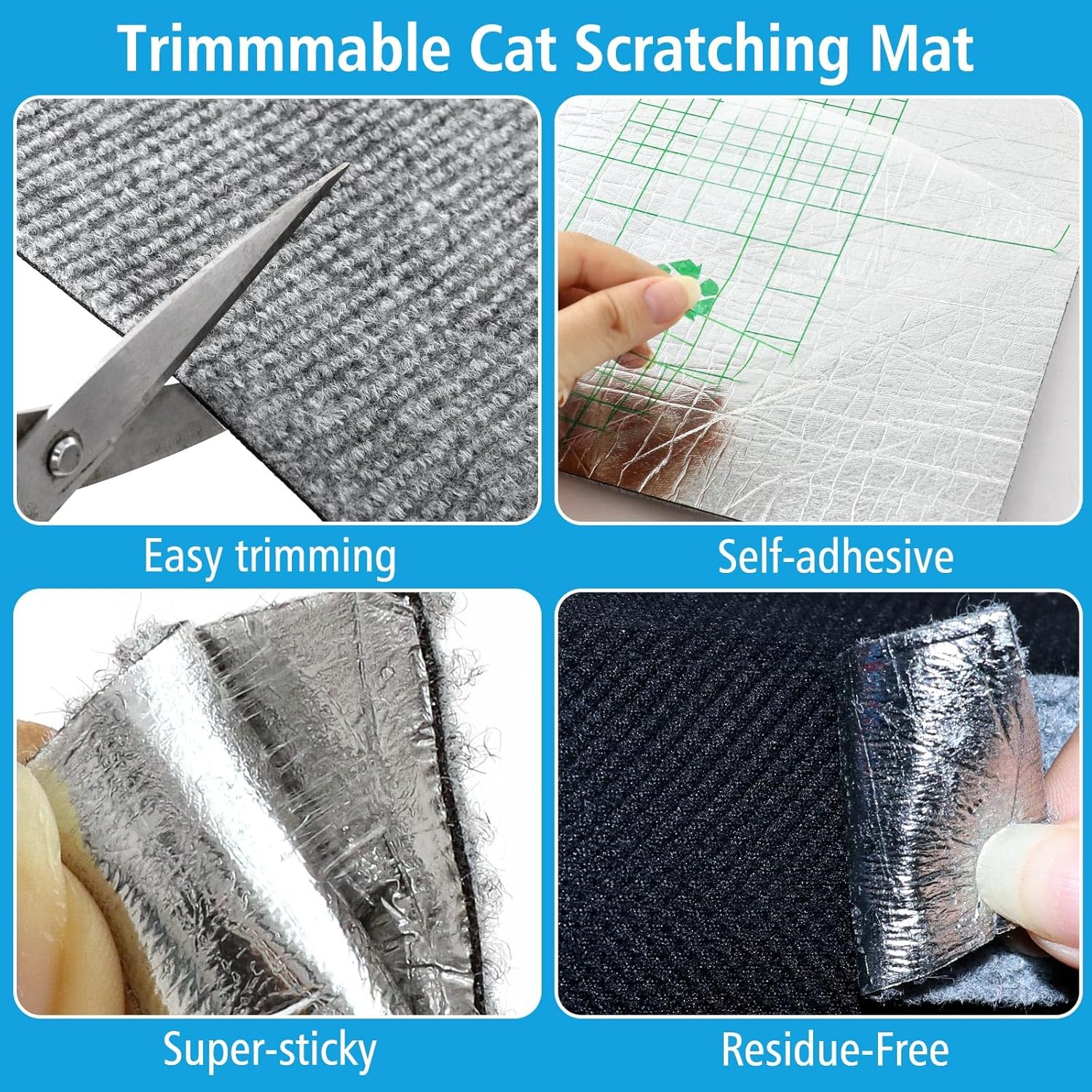 Cat Scratch Furniture Protector Mat, anti Scratch Couch Sofa Protector for Cats, Cat Carpet with Self-Adhesive Trimmable image number 6