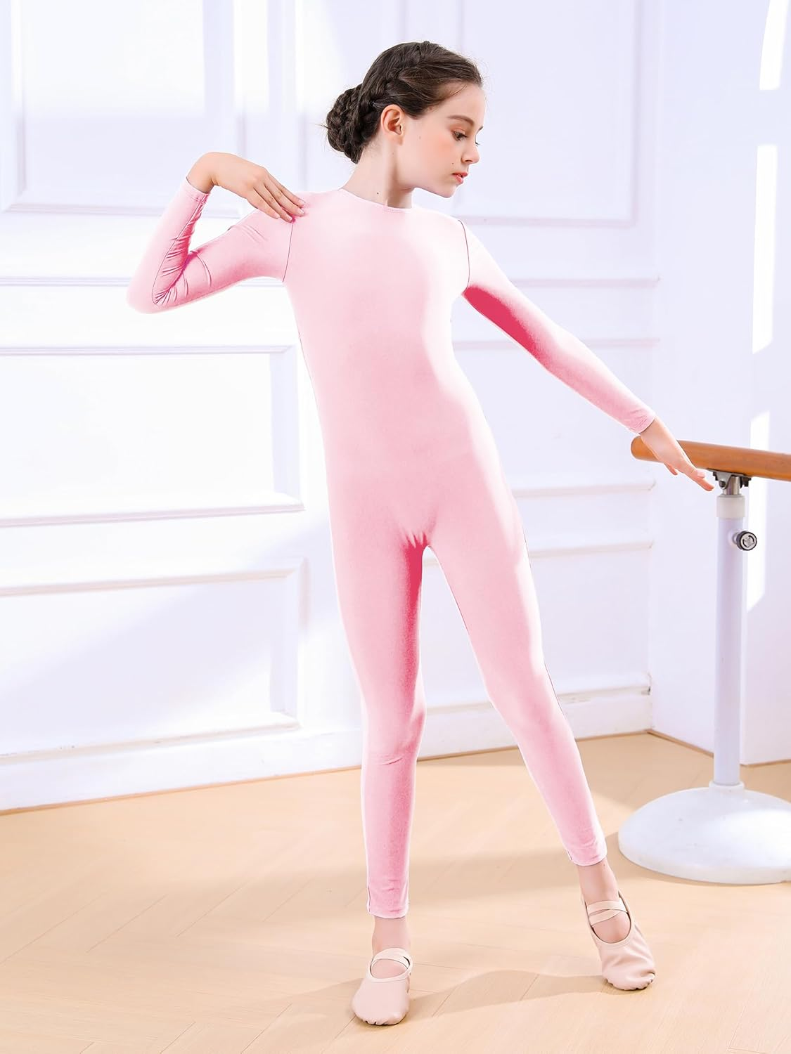 Girls Full Body Unitard Long Sleeve Dance Costume for Kids C1208 image number 2