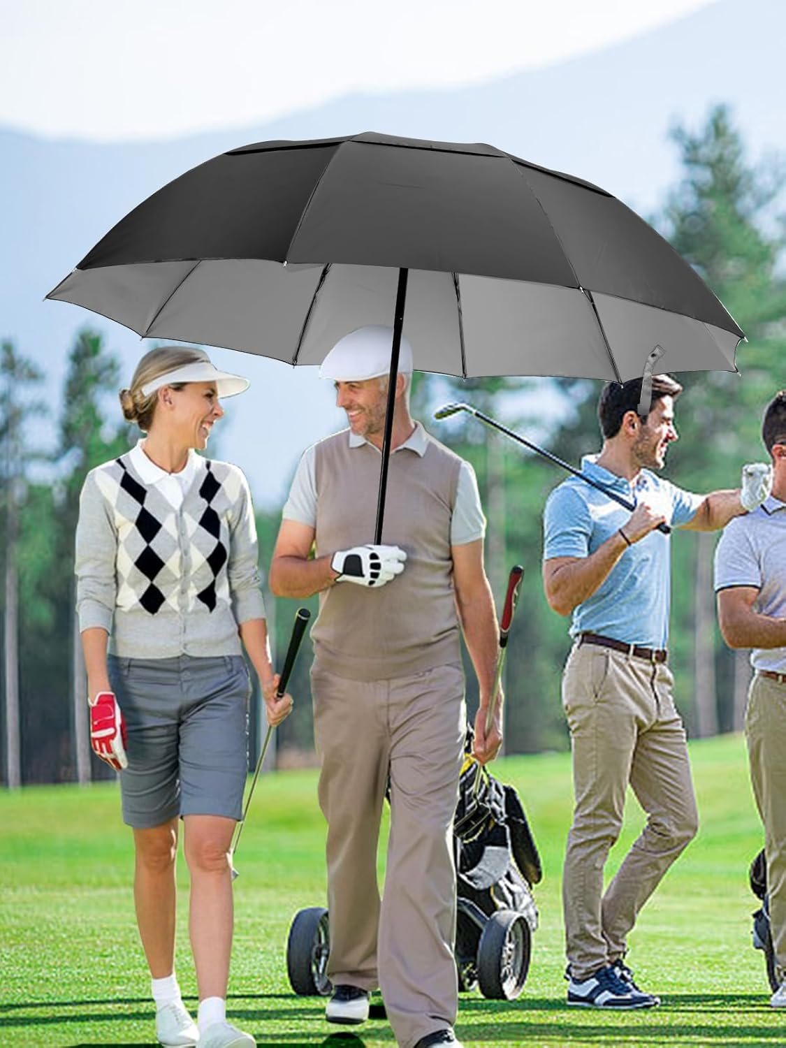 Kalolary 62 Inch Extra Oversize Large Compact Golf Umbrella，Double Canopy Vented Windproof Waterproof Stick Umbrellas for Women & Men image number 2