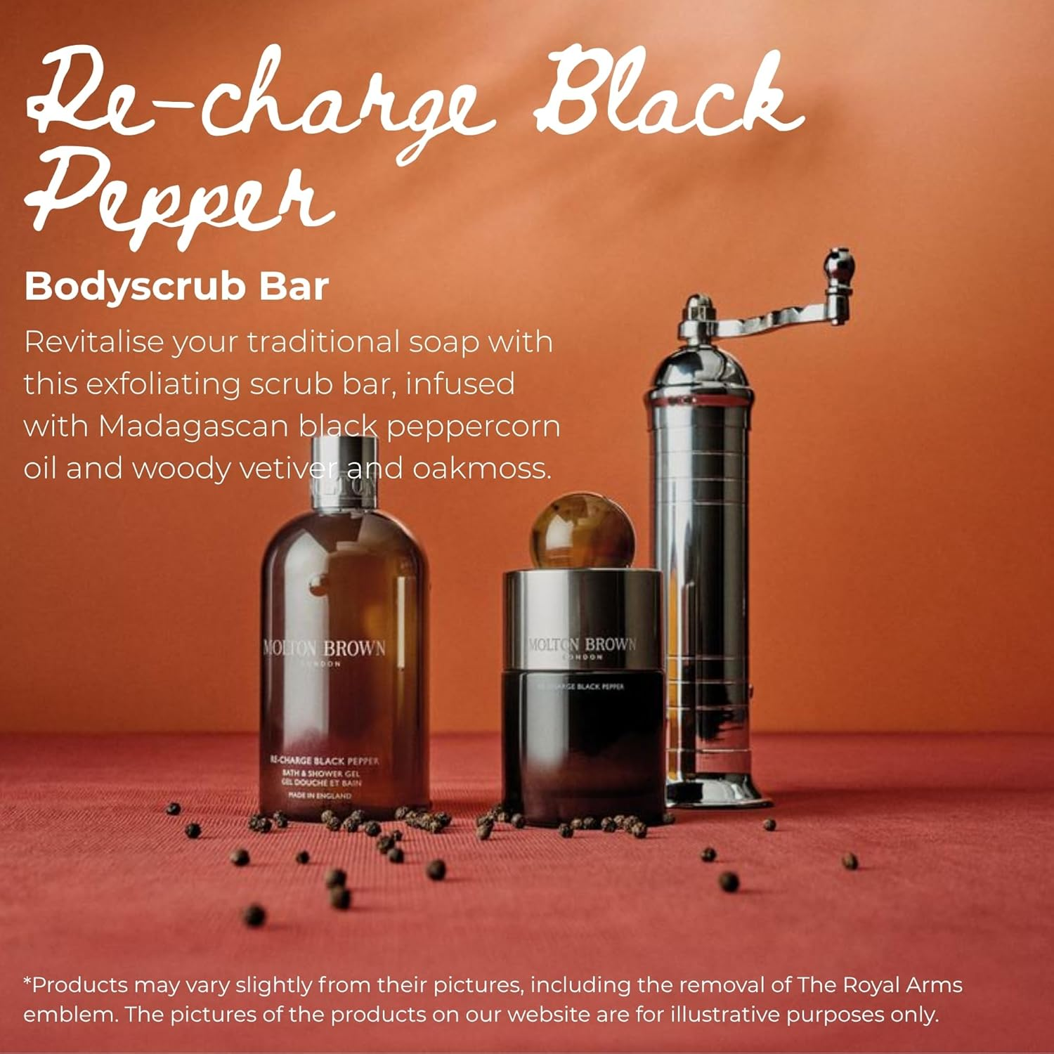 Molton Brown Re-Charge Black Pepper Solid Body Scrub Soap image number 1