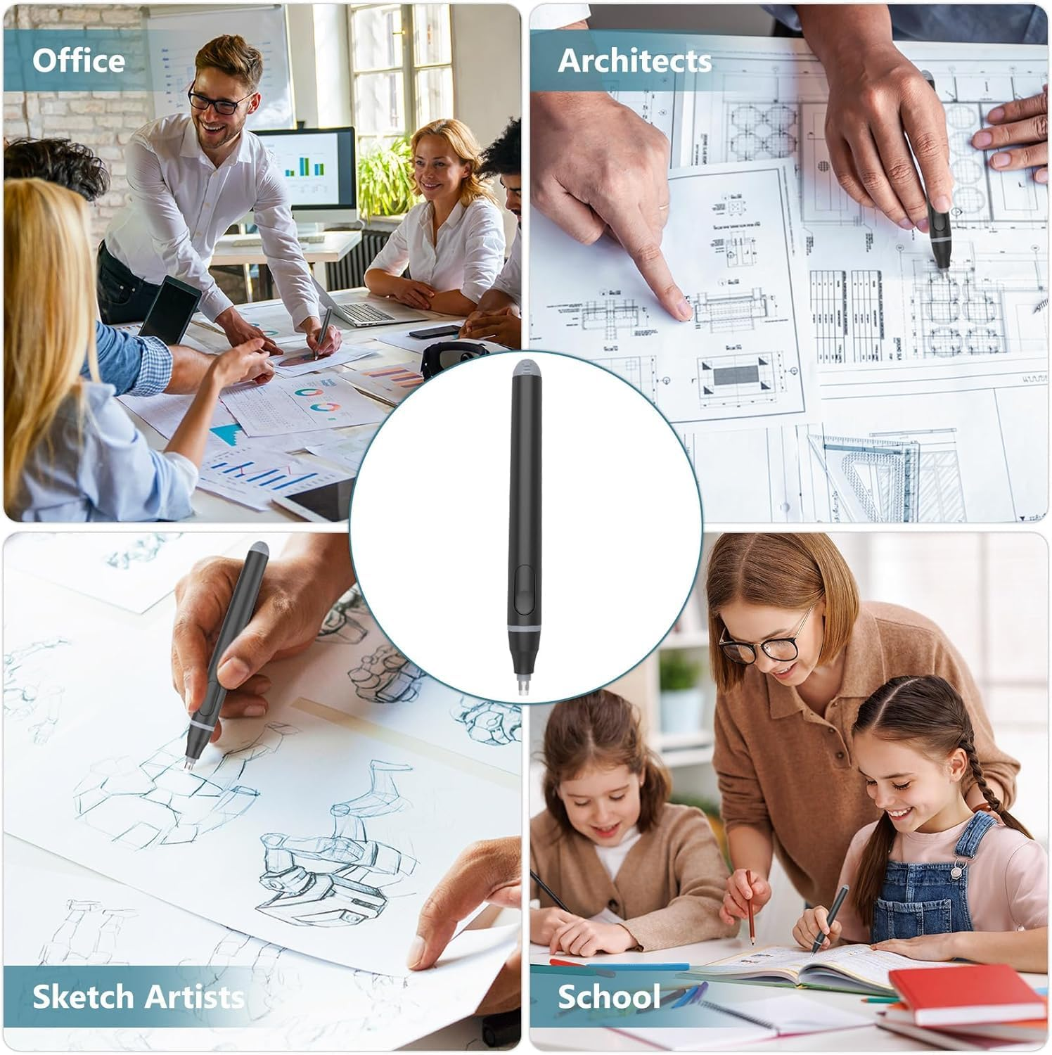 Electric Eraser with 220 Refills (80X5Mm+140X2.3Mm) Battery-Powered Automatic Pencil Eraser Dual-Size Eraser Tips (2.3Mm & 5Mm) for Artists Students Sketching Engineers Includes Cleaning Brush (Black) - Rechargeable-Black image number 5