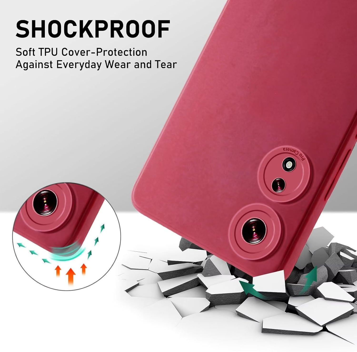 LENGRACE Case for Oppo A58 5G/A58X/A78 5G Soft Silicone Case, Premium Silicone Case for Oppo A58 5G/A58X/A78 5G Shockproof TPU Scratch-Resistant Full Body Protective Mobile Phone Case Red Wine image number 5