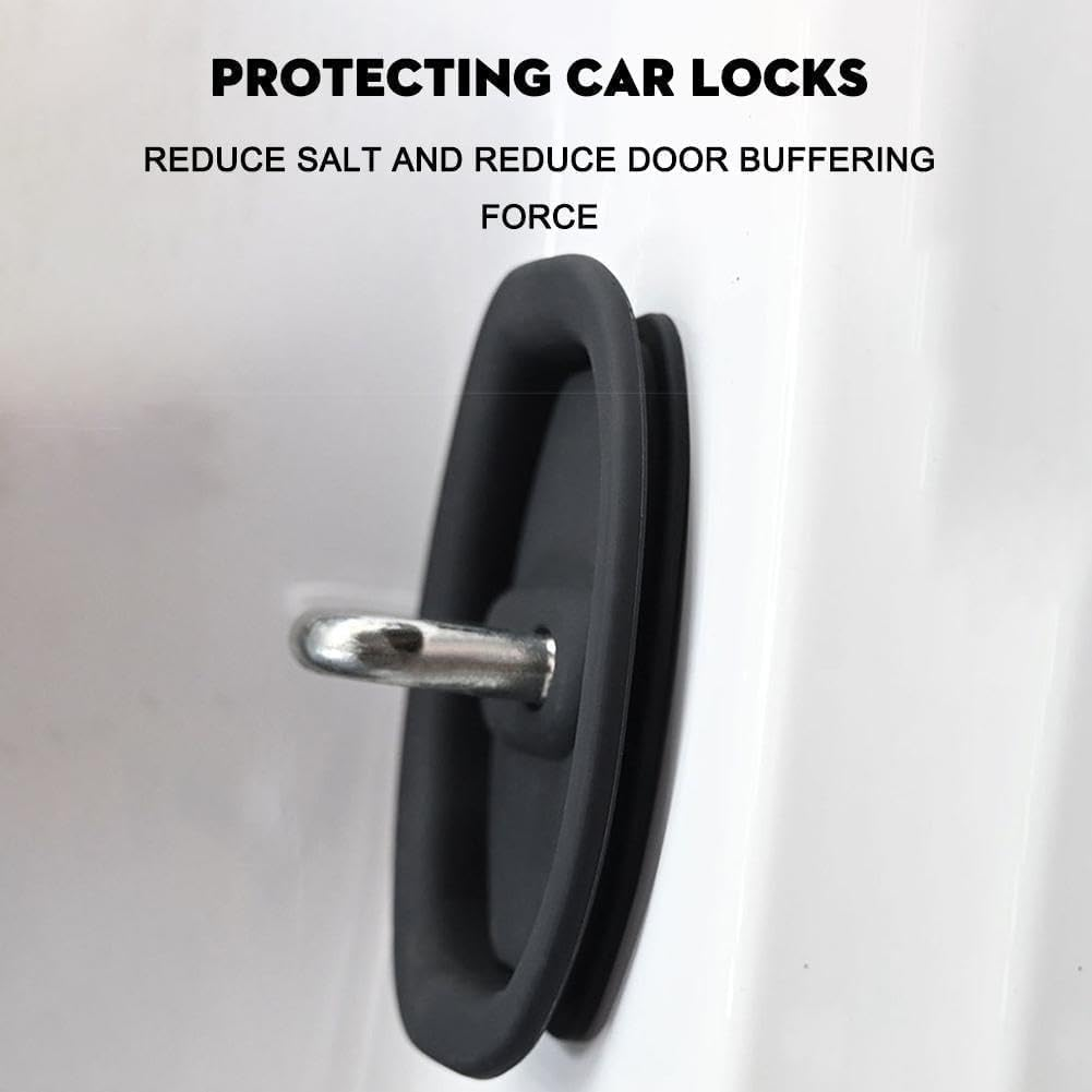 Silicone Door Lock Strike Protector, Silent Shock Absorption Lock Accessories, Rust-Proof Cover Parts Protective Pads for Most Car Models, Black image number 4