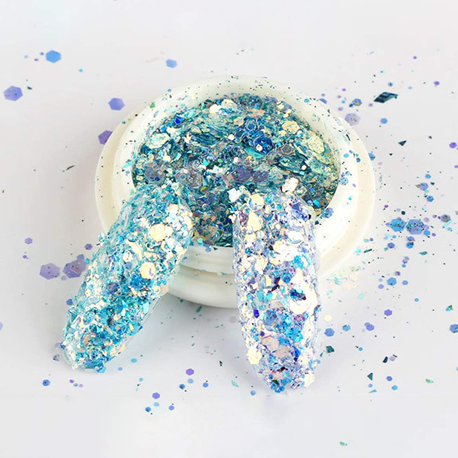 2 Pcs Nails Art Glitter Powder Brilliant Acrylic Nail Decoration Tool Make up Beauty Accessories image number 1