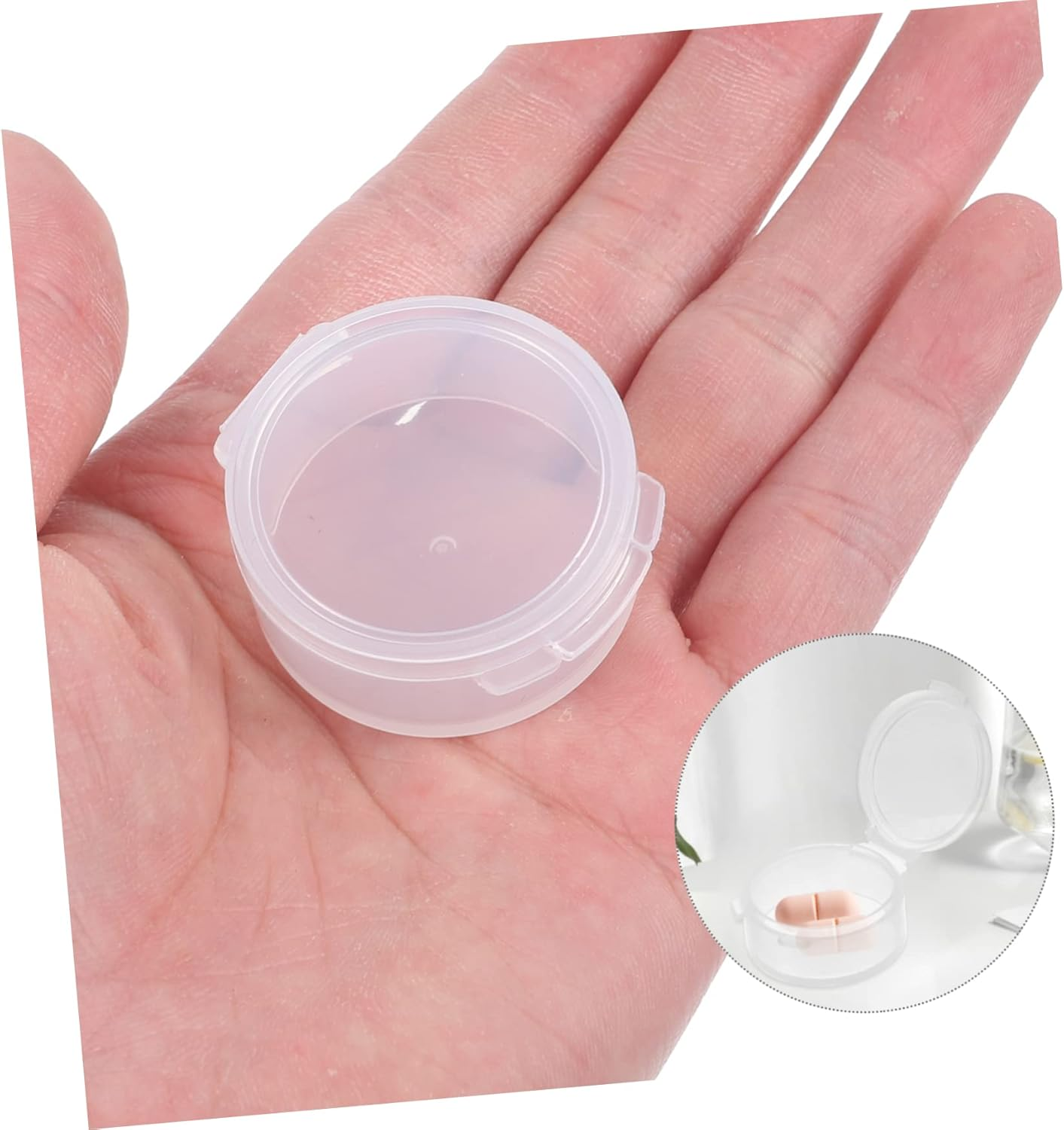 10Pcs Earplug Storage Box round Plastic Cover Storage Container for Small Container Use as Ear Plug Holder image number 2