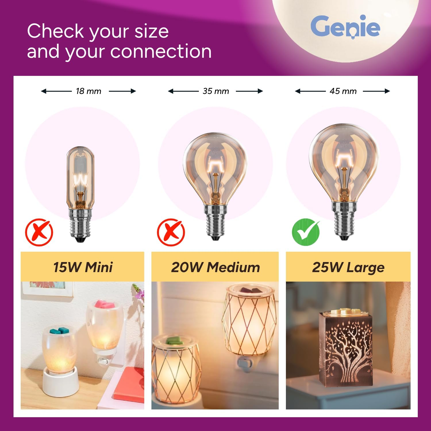 [Replacement] 25W E14 Large Fancy Globe Incandescent Glass Light Bulb 230V (Pack of 3) for Australian Scentsy Standard Warmers | 2700K Warm White | Dimmable | Pygmy/Small Edison Screw (SES) Base image number 5