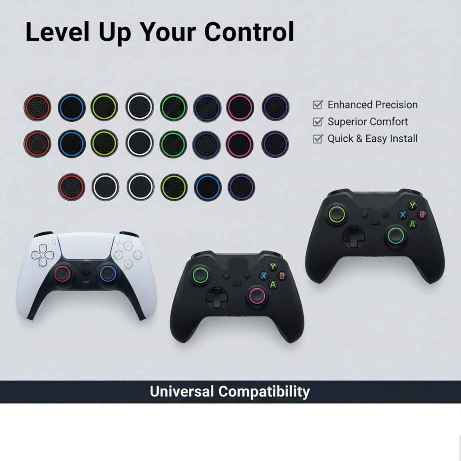 16 Pcs Silicone Thumb Grips, Performance Joystick Caps, Controller Thumbstick Cover Replacement for Game Controllers with Ps5 & Ps4, Xbox, Steam Deck Etc（8-Color） image number 4