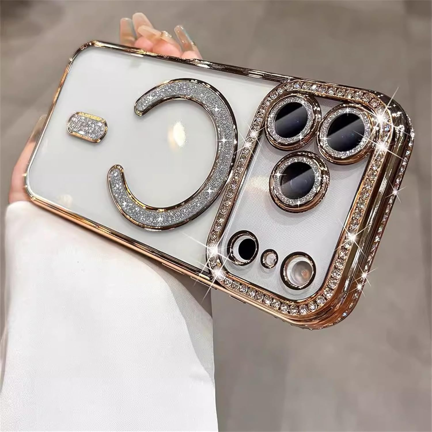 Einaily Glitter Case for Iphone 17 Pro Max for Magsafe Transparent Case with Bling Sparkly Diamond Protective Case for Girls Soft TPU Bumper Cover Shockproof Scratch-Resistant Mobile Phone Case For