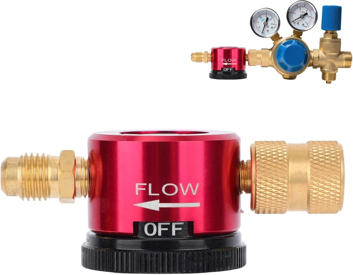 Brass Nitrogen Purge Tool for HVAC, 3-Mode Nitrogen Braze Flow Regulator Adapter with 1/4" Flare Connection, Essential HVAC Brazing and Maintenance Equipment image number 3