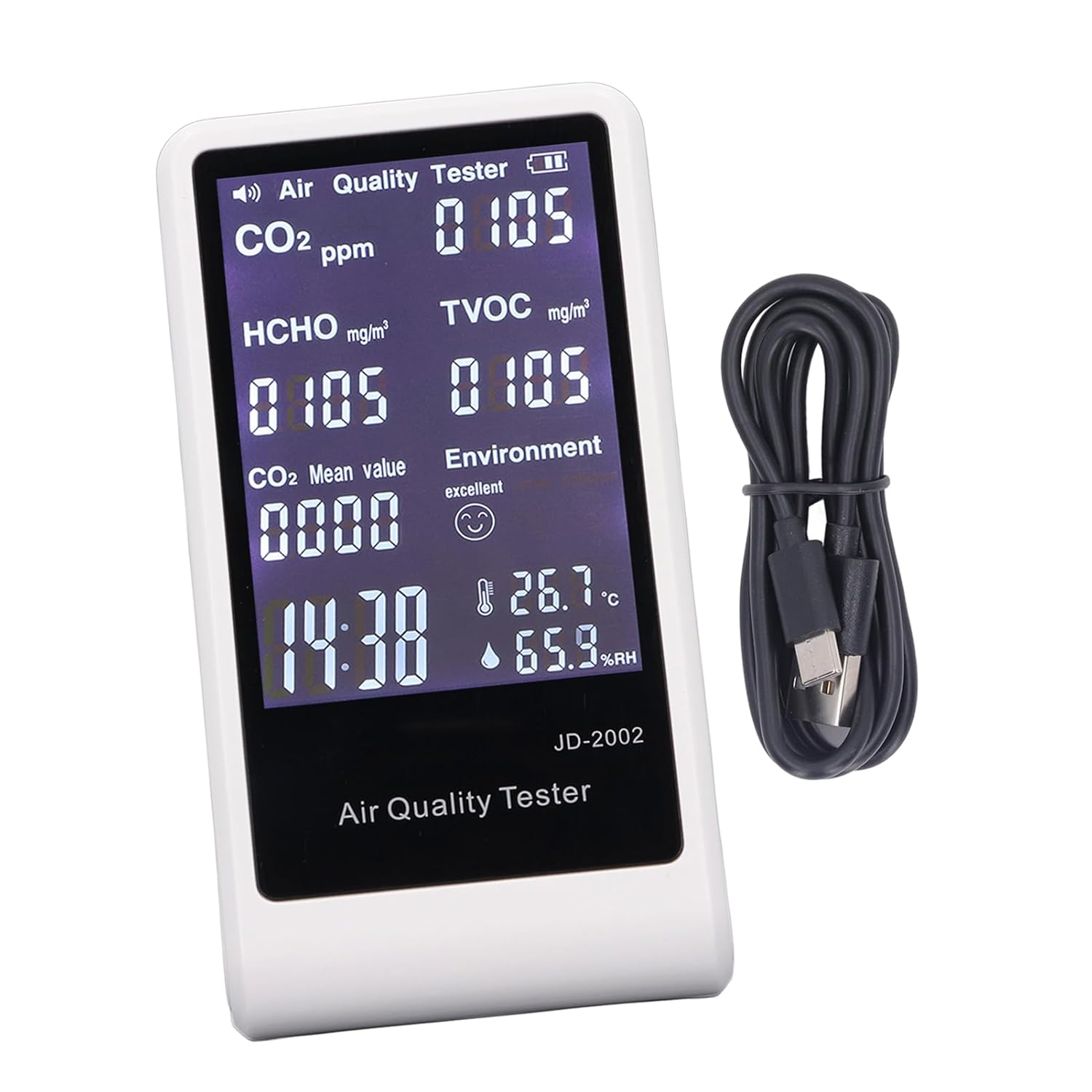 7-In- Quality with Auto Alarm & HD Display | CO2, TVOC Detector for Home, Office, Indoor image number 6