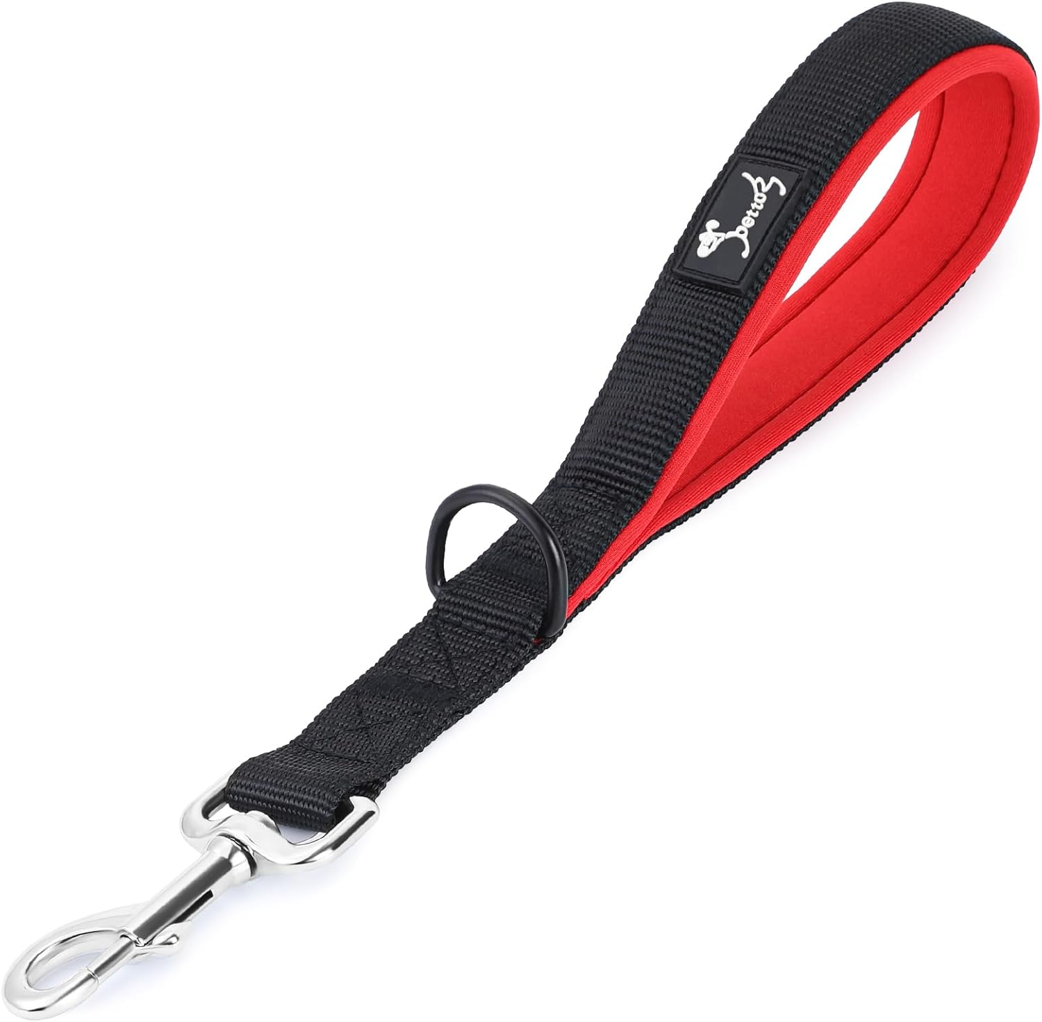 PETTOM Short Dog Lead for Large Dogs Soft Padded Handle Strong Dog Leads Easy Control Nylon Pet Walking Training Leads Handle (Red M)