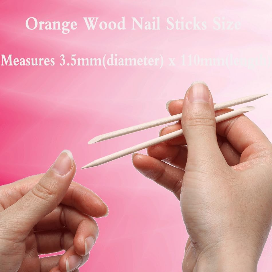 120 Pcs Orange Sticks for Nails - Borogo Orange Wooden Nail Sticks Double Sided Multi Functional Cuticle Pusher Remover Manicure Pedicure Tool image number 5