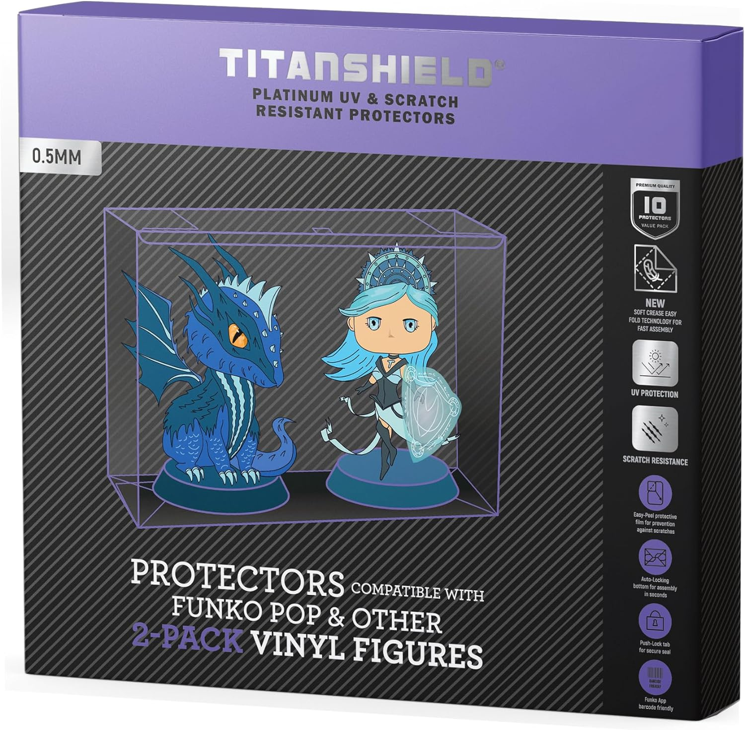 Titanshield 0.5Mm Platinum UV and Scratch Resistant Pop Protectors Sleeve Case Compatible with Funko - 2 Pack Pop! Vinyl Figures (10 Count) image number 3