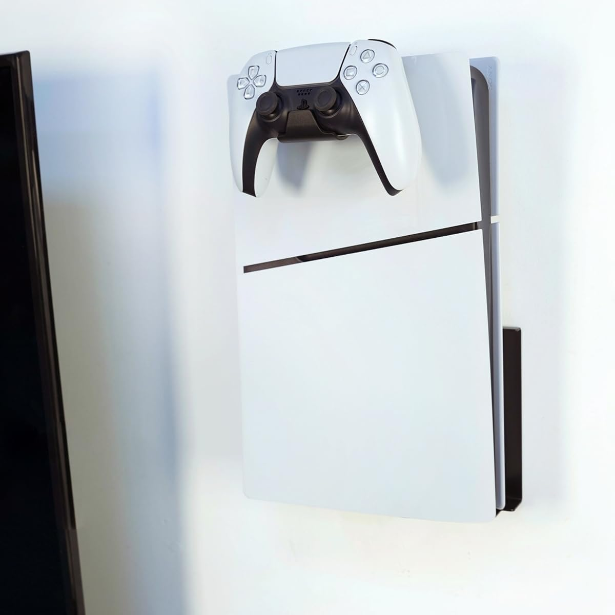 Monzlteck Wall Mount for Ps5(Disc and Digital),All Metal Vertical Hanging on Wall, Space Saver, Easy to Install(Black) image number 5