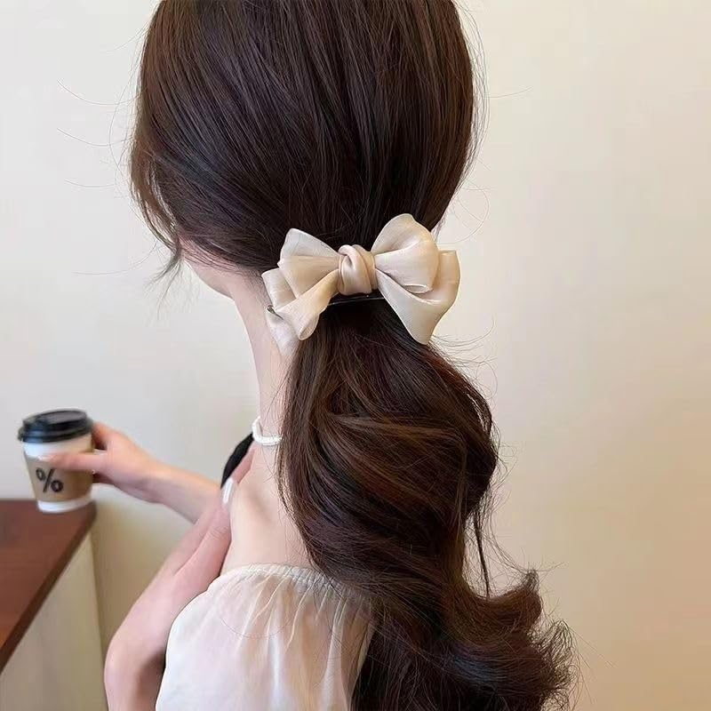 Hair Clip Bow, 2 Pieces Hair Clips, Women'S Hair Clip, Bow, Large Hair Clips, Hair Clips Set Suitable for Thick, Thin, Curly and Long Hair image number 2