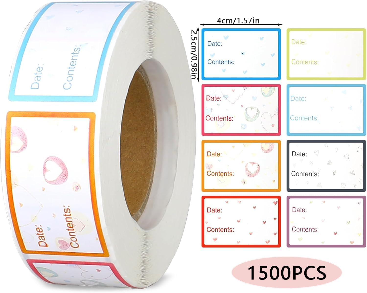 3 Rolls 1500Pcs Freezer Labels, Betterjonny 25 X 40Mm Colored Removable Freezer Labels Self-Adhesive Food Storage Stickers with Strong Adhesion for Office School and Home(3 Styles) image number 1