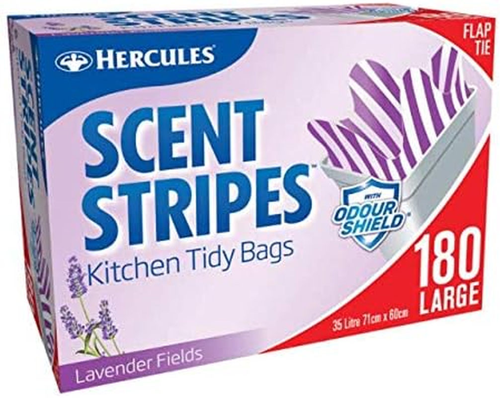 Hercules Stripe Kitchen Tidy Bag Lavender Scent Flap Tie HSSKT180C Large 35L H71Xw60 Cm