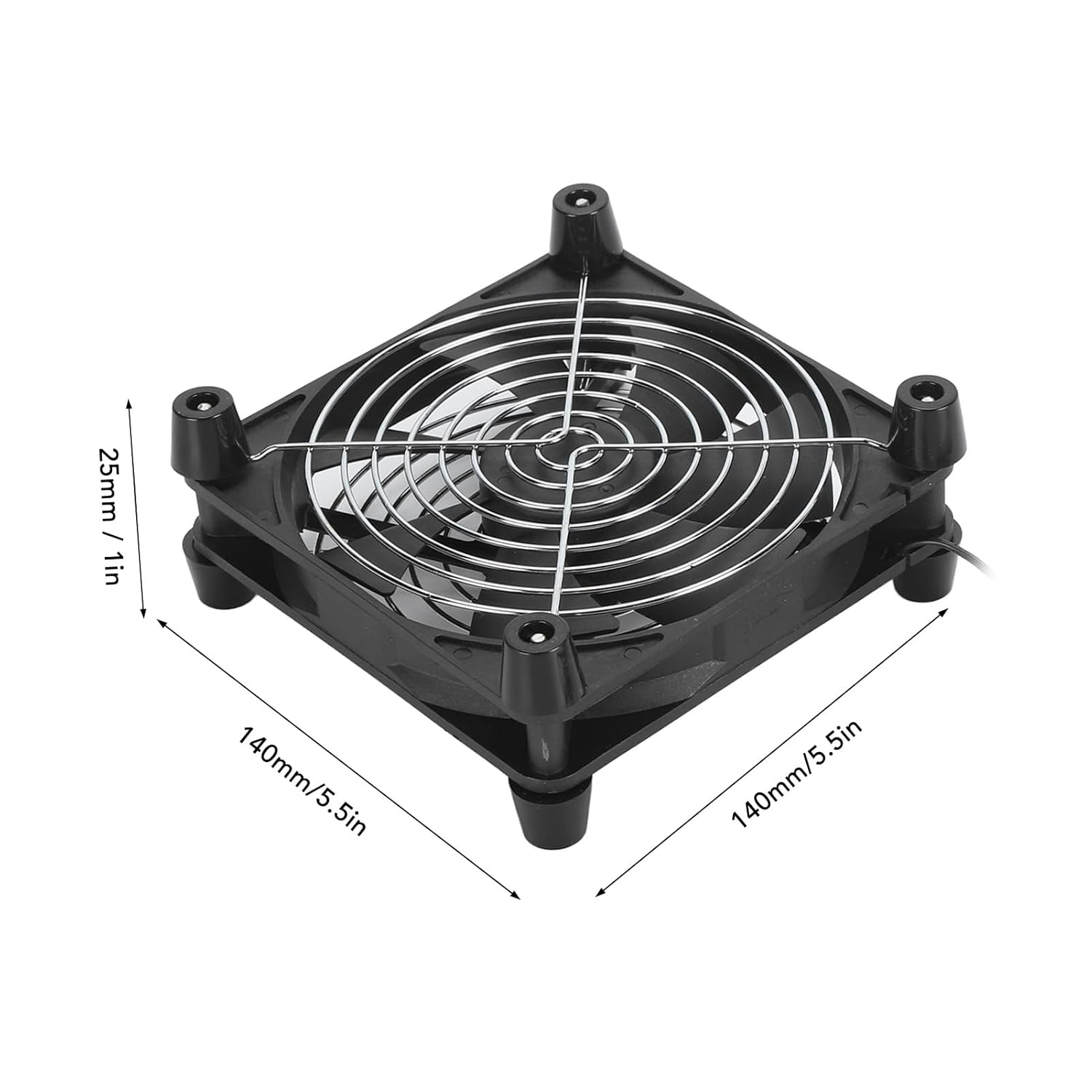 140Mm Computer Fan, USB Powered, Adjustable Speed, Silent Cooling, Dual Ball Bearings, Wide Applicability, Black, 5V 1.5W 2800RPM image number 5