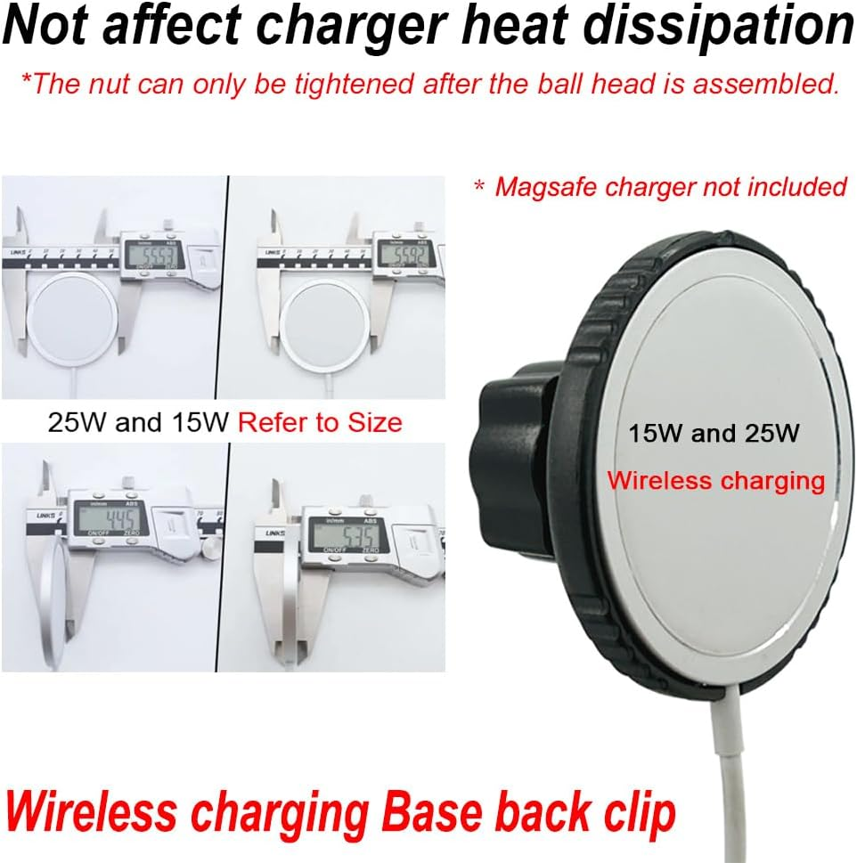 Car Phone Holder, Car Dashboard Adhesive Holder Is Compatible with Apple Mag Safe Mount 15W Wireless Charger Rear Clip, Ensures Good Heat Dissipation (Model a +Model B +Back Clip) image number 3