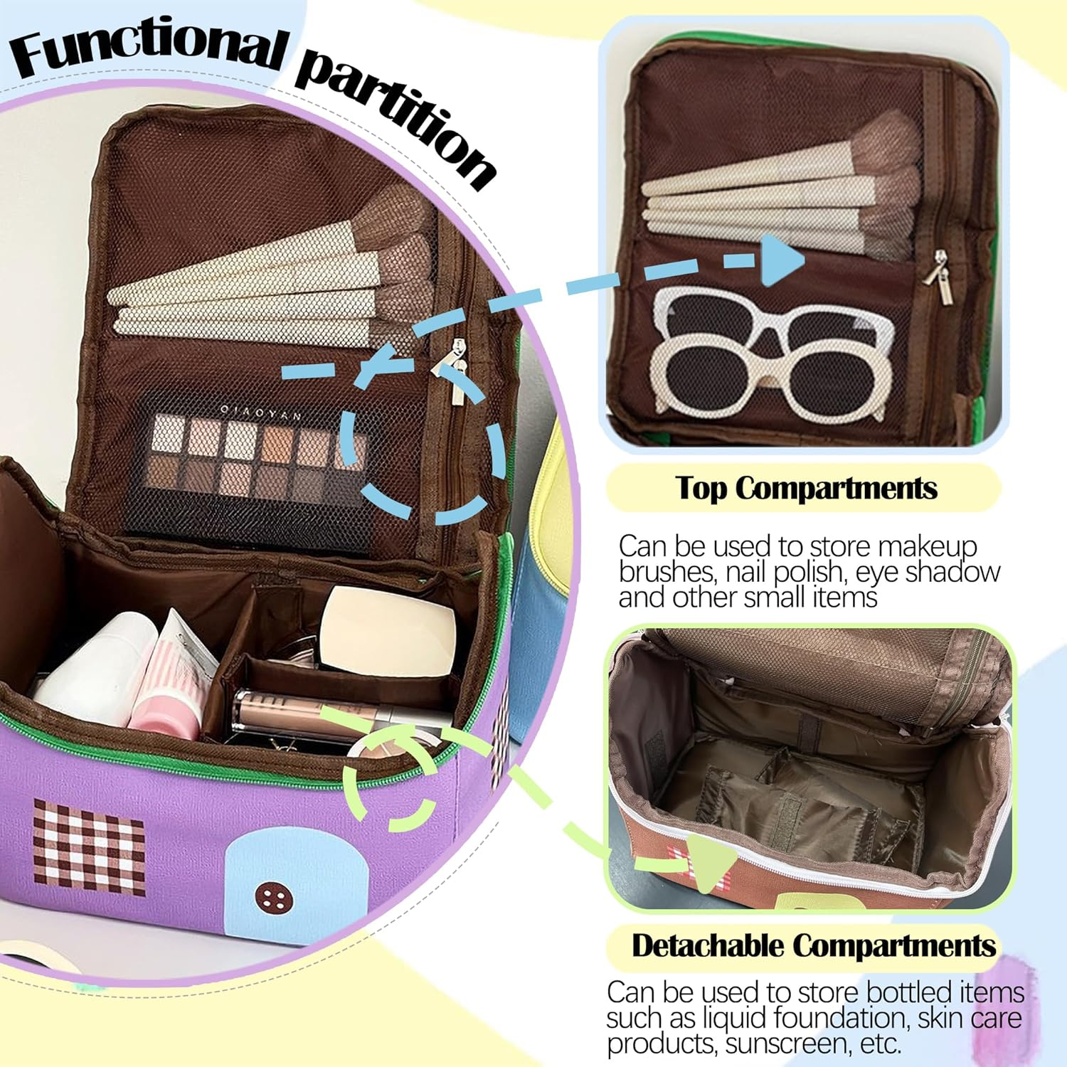 House-Shaped Dopamine Style Cosmetic Bag for Women: Travel Make-Up Bag, Large, Portable Make-Up Bag with Zip, Waterproof Toiletry Bag, Cosmetic Bag, Handbag, Nail Polish and Lipstick Organiser, Sky image number 2