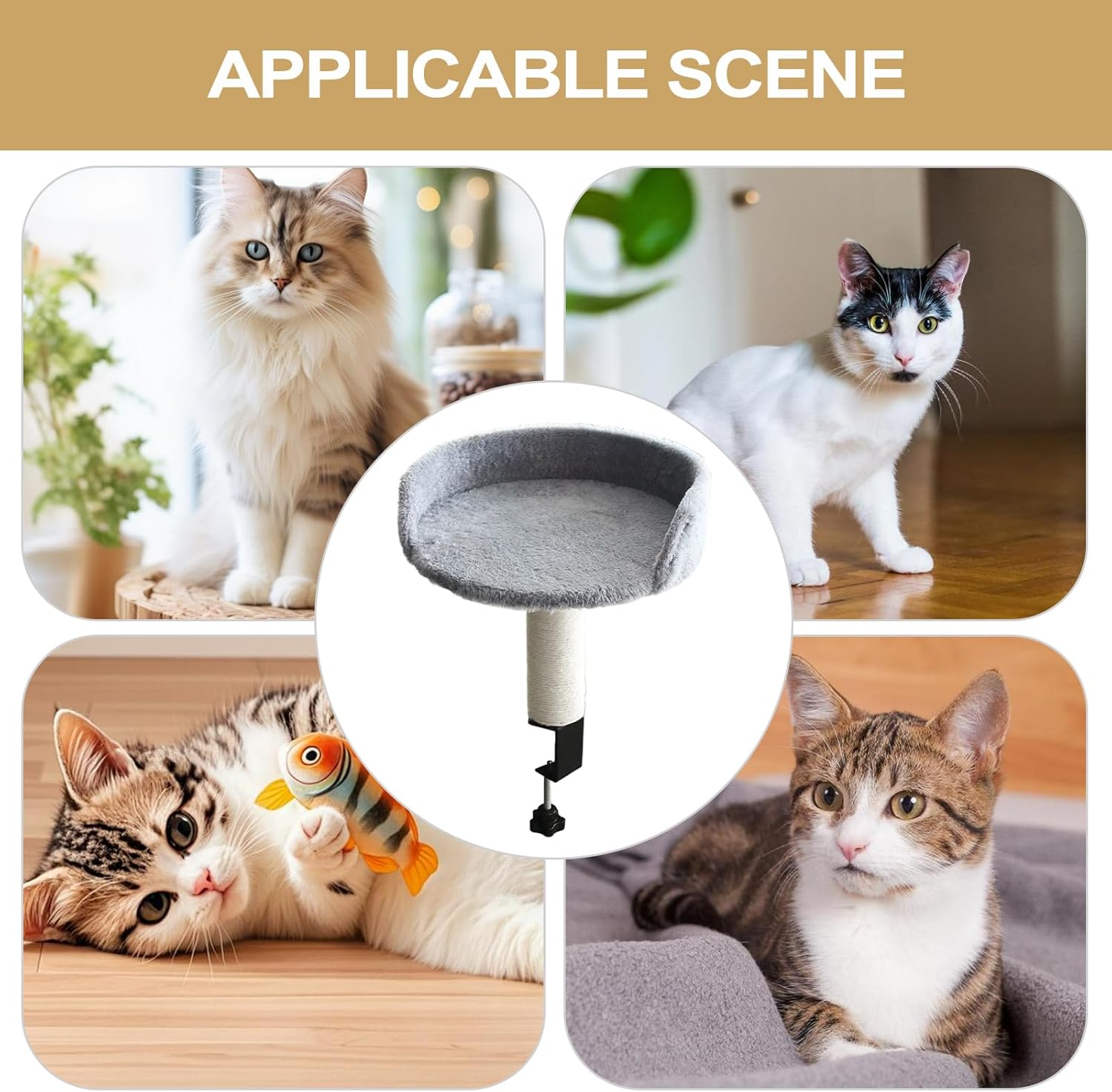 Cat Perch for Desk Detachable,Cat Bed Attachment to Desk | Comfortable Soft Pad for Cats Kittens Apartment Living Room Bedroom Home Indoor Pets Animals image number 2