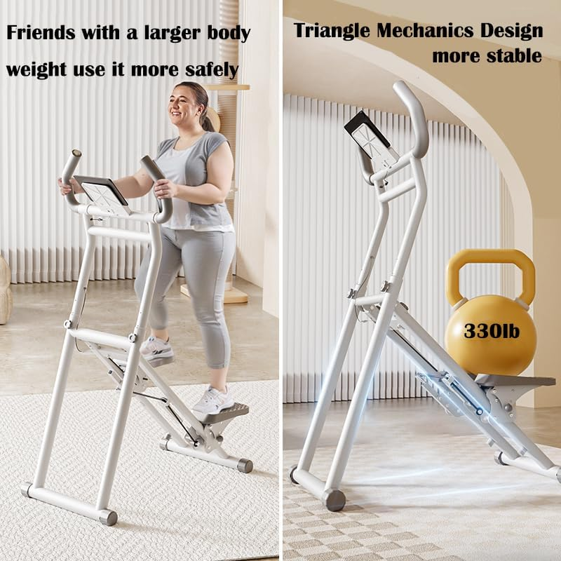 Stair Stepper Folding Vertical Aerobics Appliances Exercise Climber for At-Home Workouts Total Body Exerciser with Handle 242LBS Load with Pedal/Stand/Cup Holder, Step Angle Adjustable image number 1