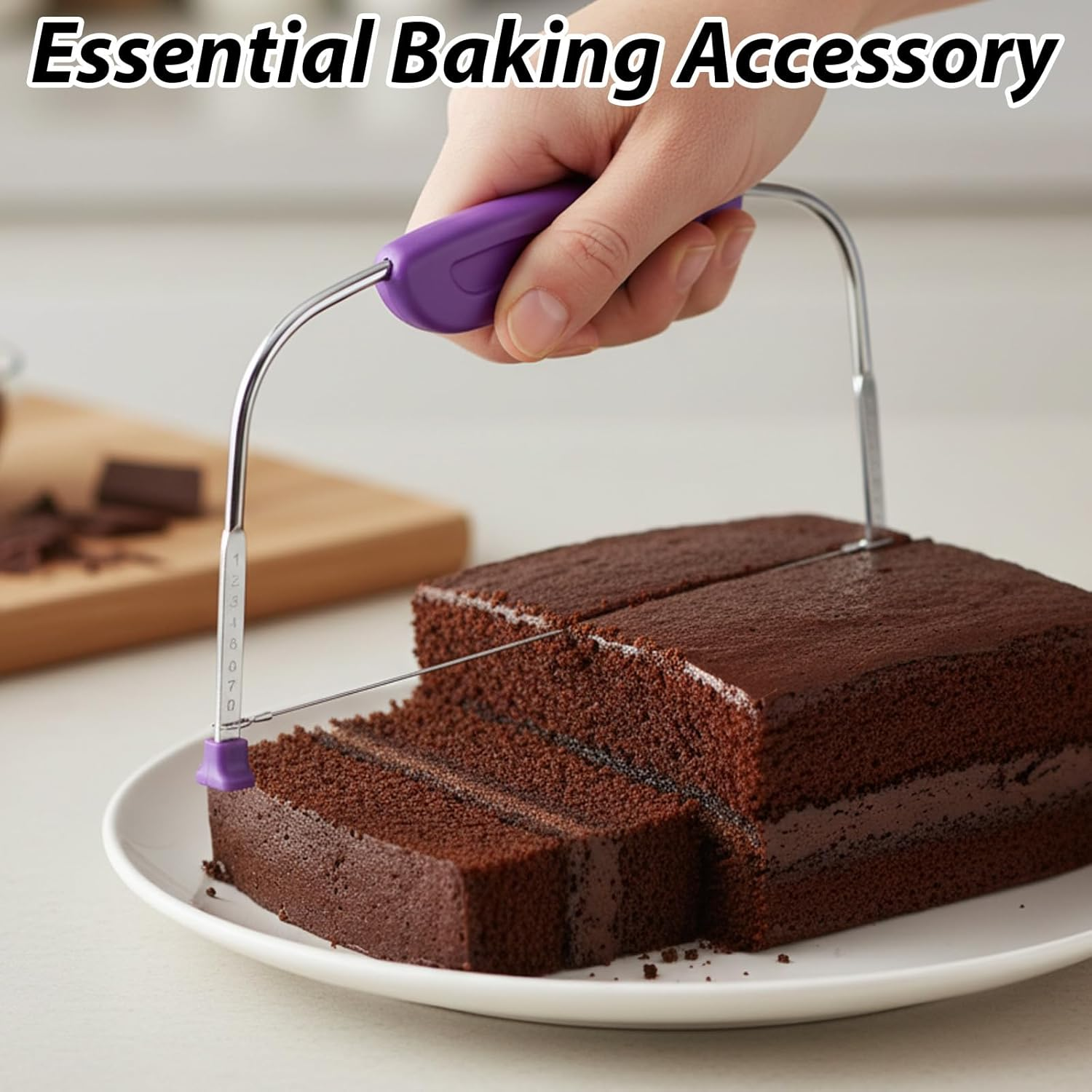 Cake Cutter, Adjustable Cake Leveler with Purple Baking Tools Set, 3-Piece Cake Slicer Kit for Uniform Cake Layers, 29 X 20 Cm Ideal for Home Bakers and Professionals image number 5