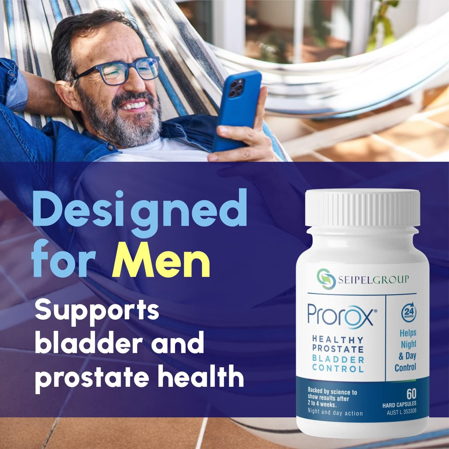 PROROX Healthy Prostate Bladder Control, Prostate Supplements for Men, Supports Healthy Prostate and Bladder Health, Contains Saw Palmetto, Reduces Urgency, 60 Vegetarian Capsules image number 1